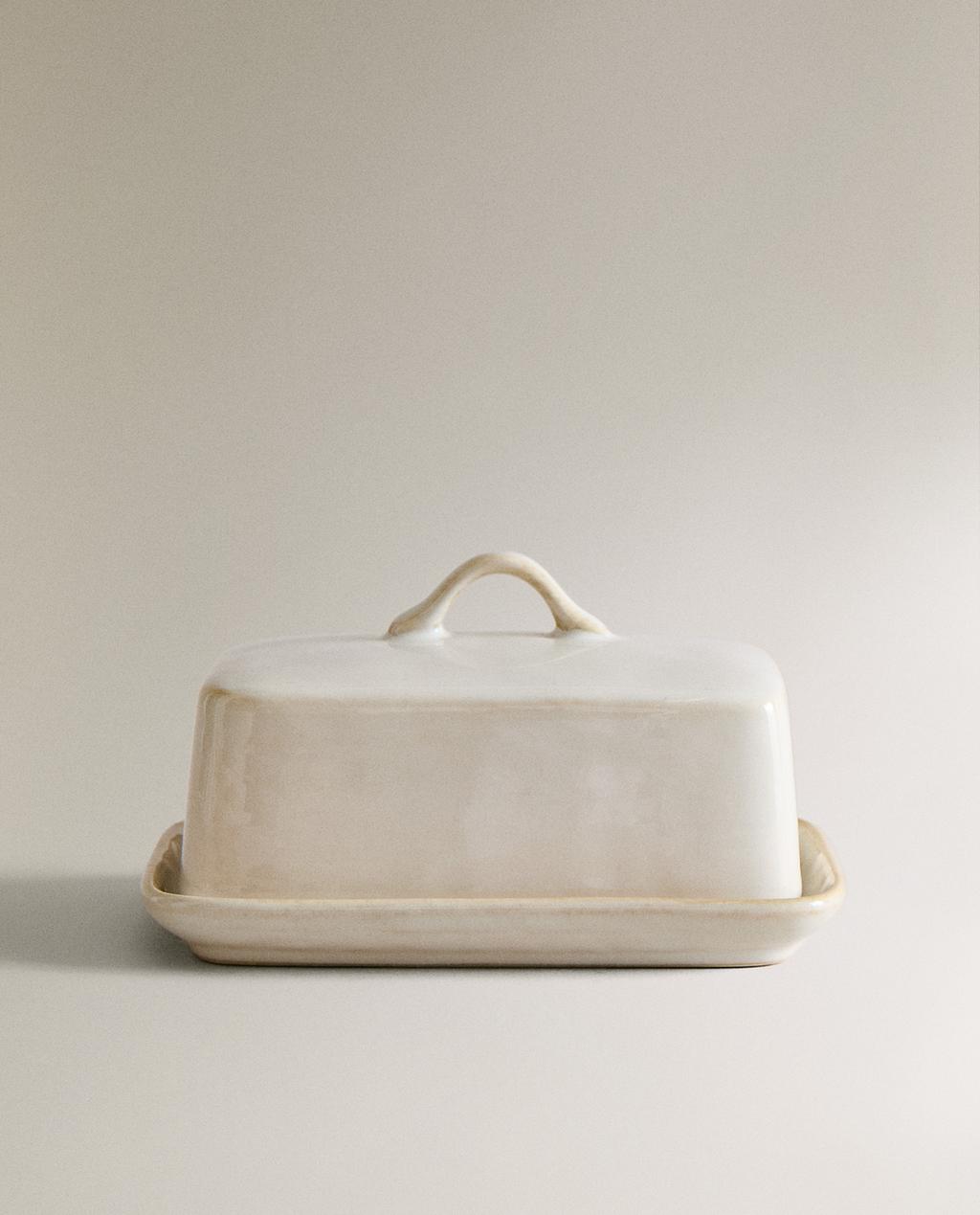 STONEWARE BUTTER DISH