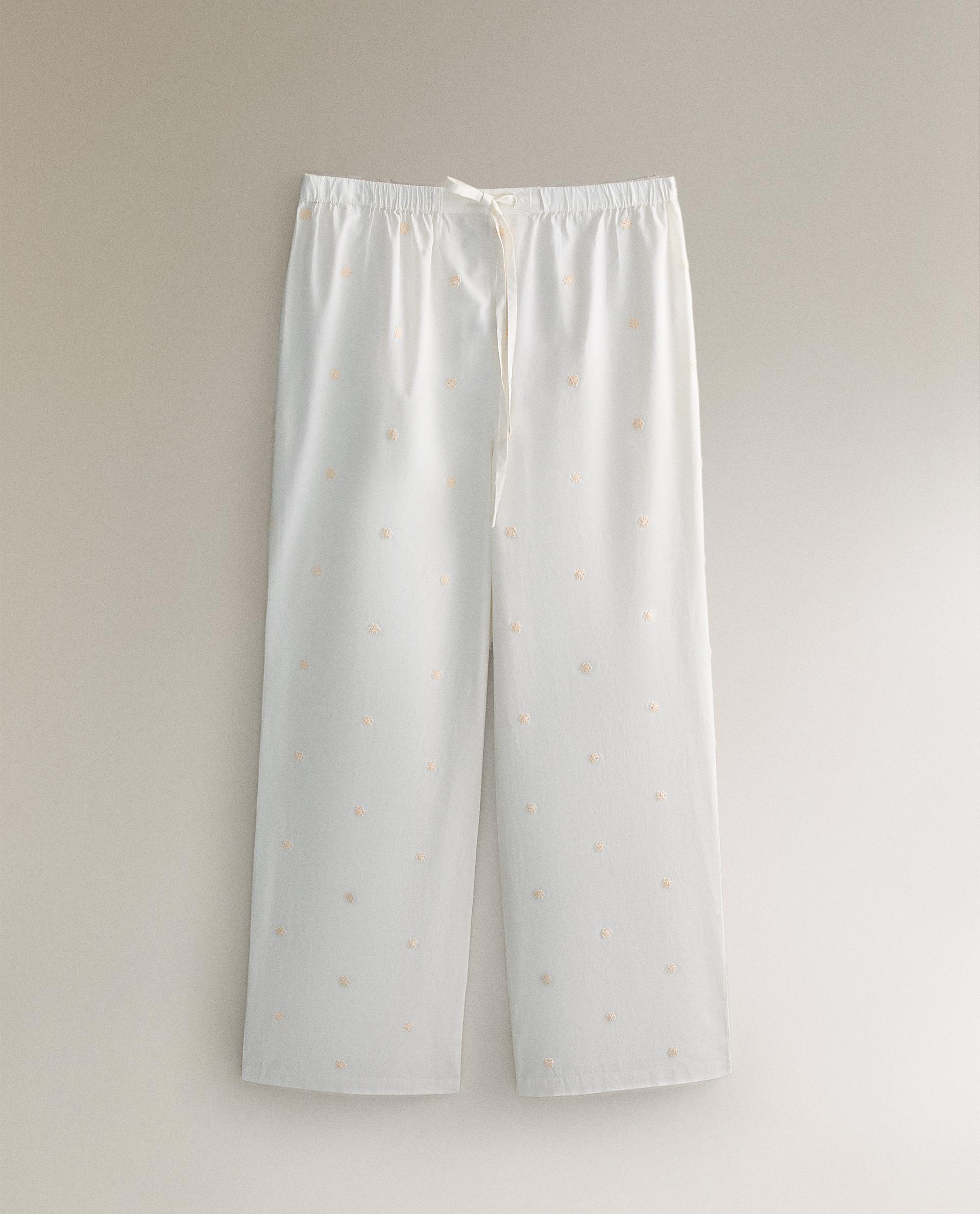 COTTON TROUSERS WITH FLORAL EMBROIDERY