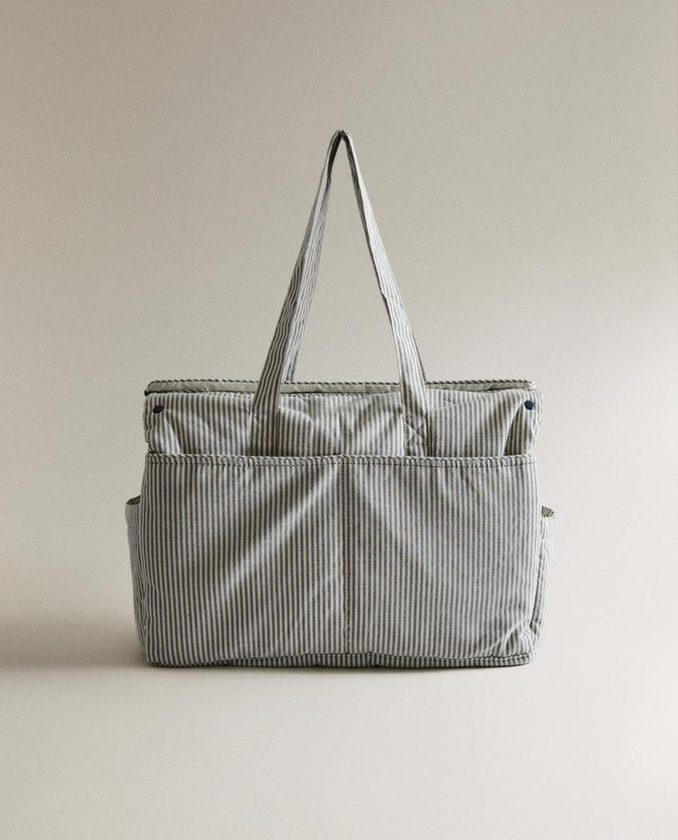 STRIPED COTTON MATERNITY BAG