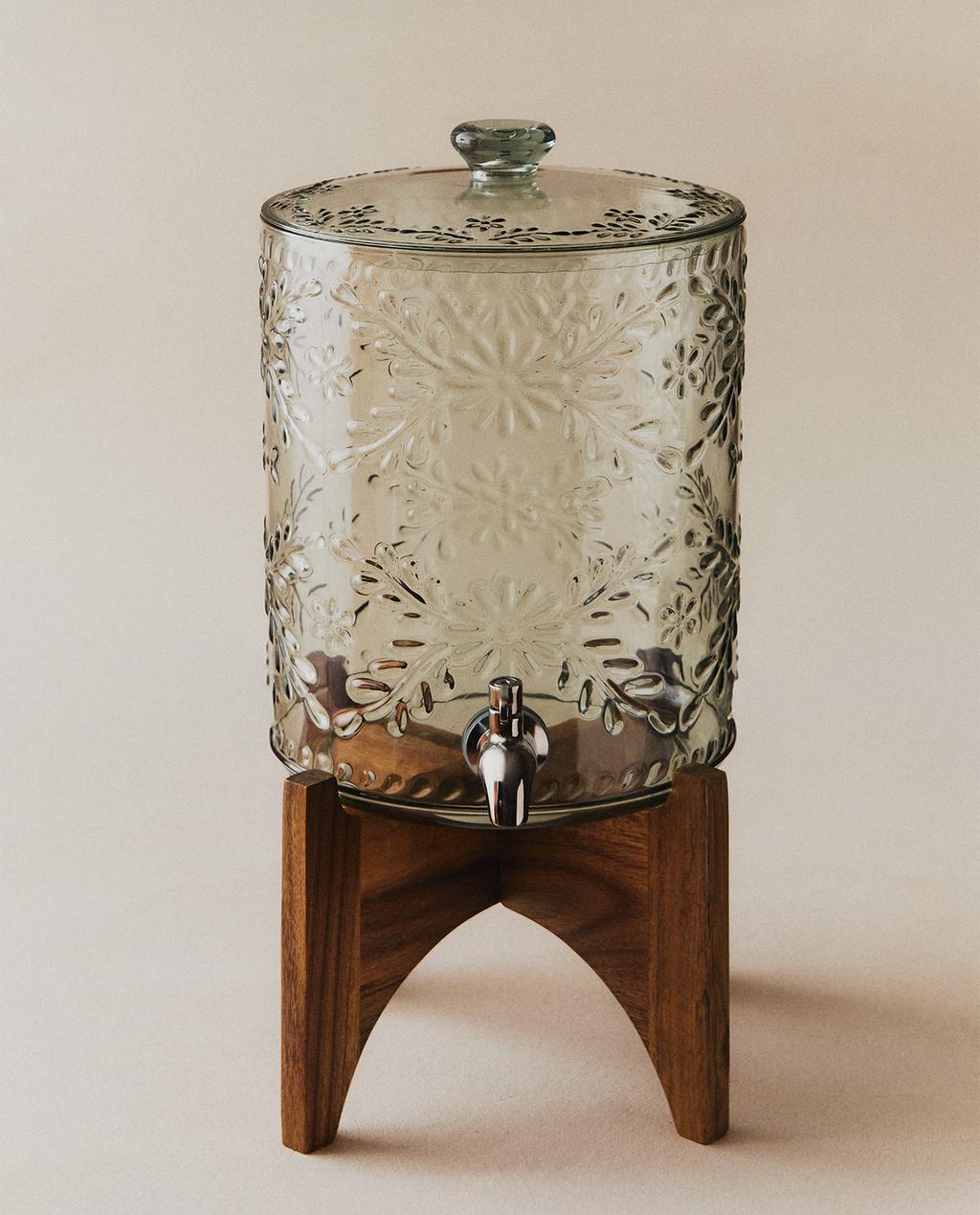 FLORAL ACACIA WOOD BASE DISPENSER