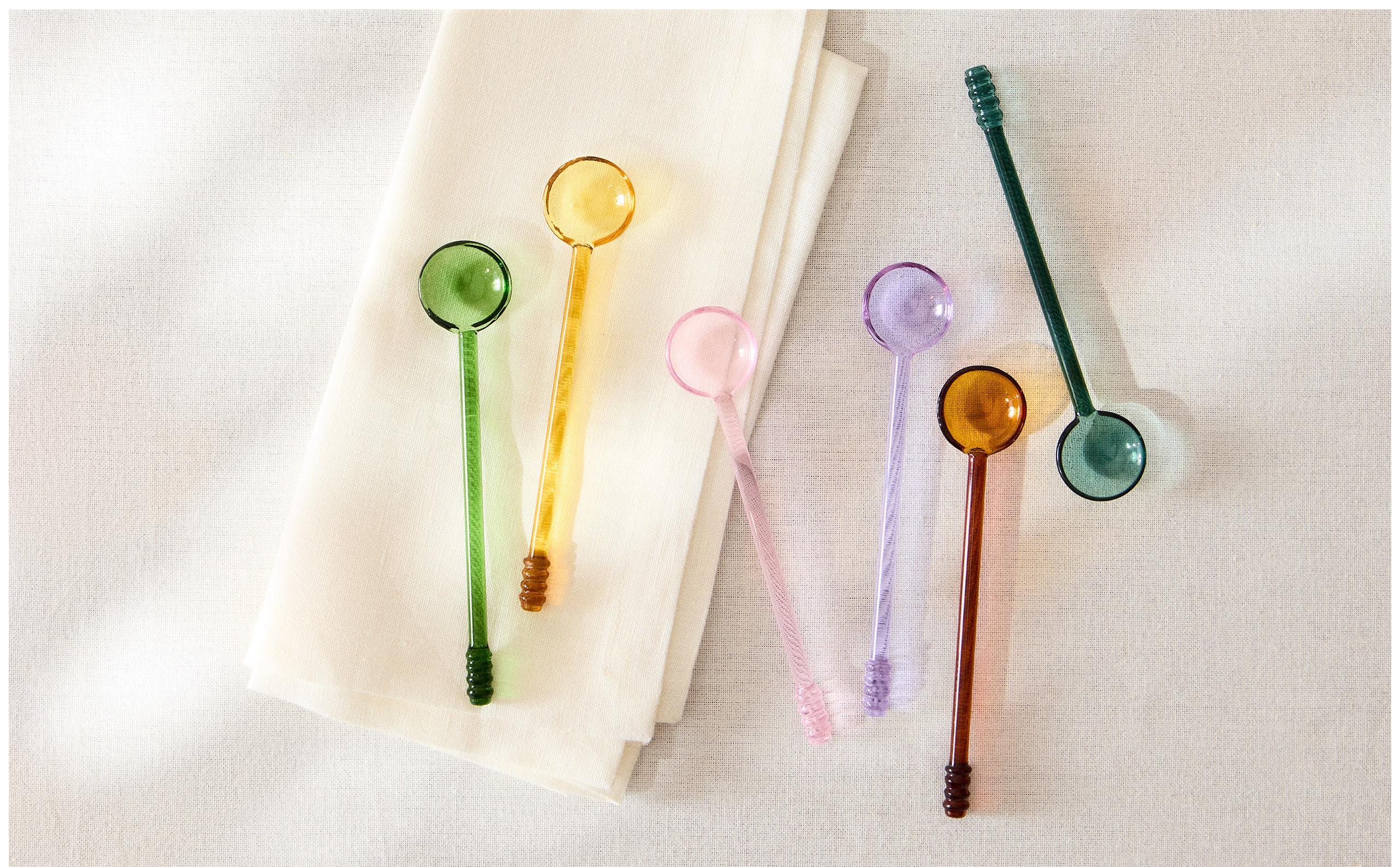 ボロシリケイトガラスのスプーンセット マルチカラー（6個セット