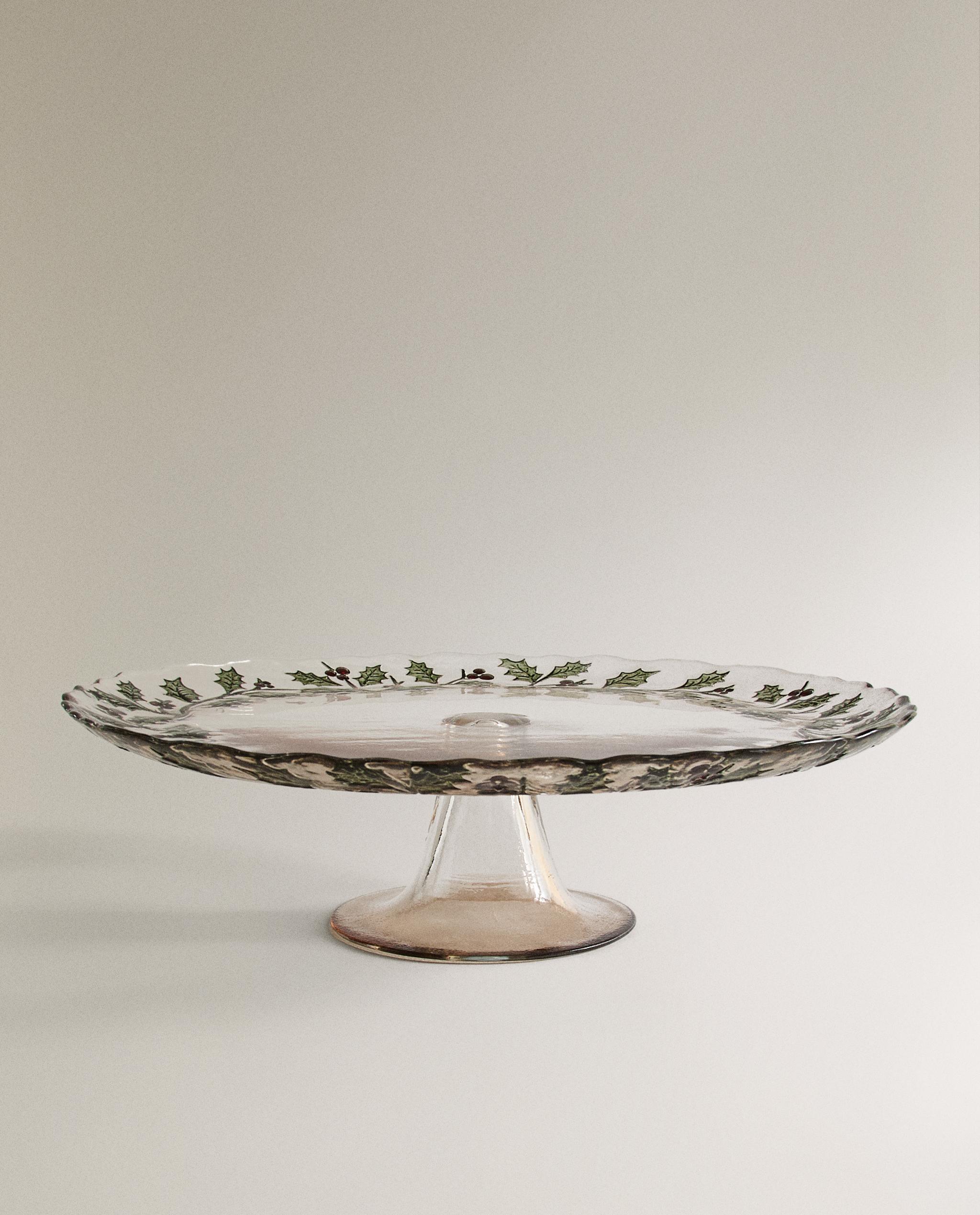 ヒイラギ クリスマス ガラスケーキプレート | Zara Home 日本/Japan