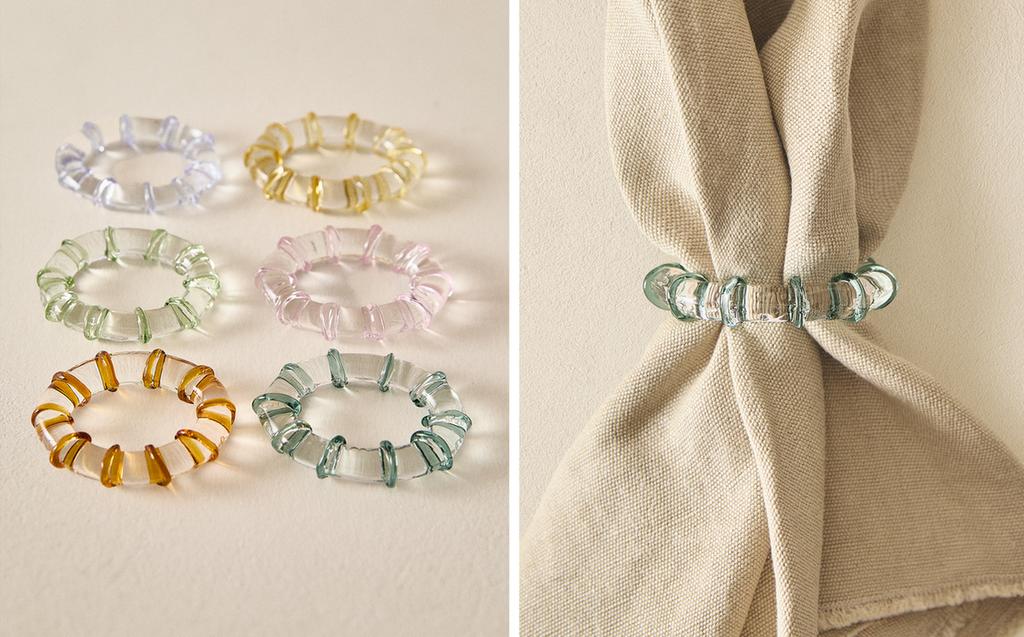 طقم حلقات فوط المائدة زجاج (طقم 6 قطع)