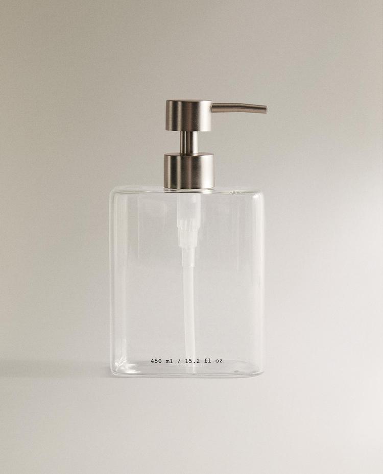 LETTERED BOROSILICATE SOAP DISPENSER