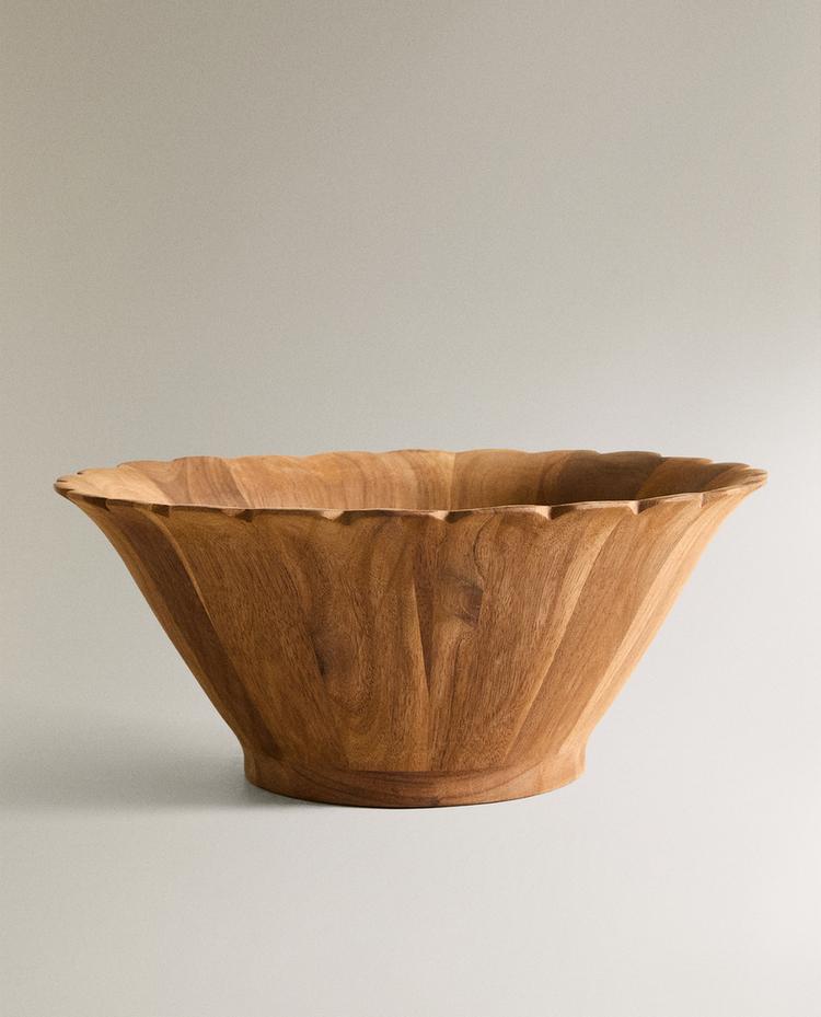 ACACIA WOOD BOWL WITH SCALLOPED EDGE