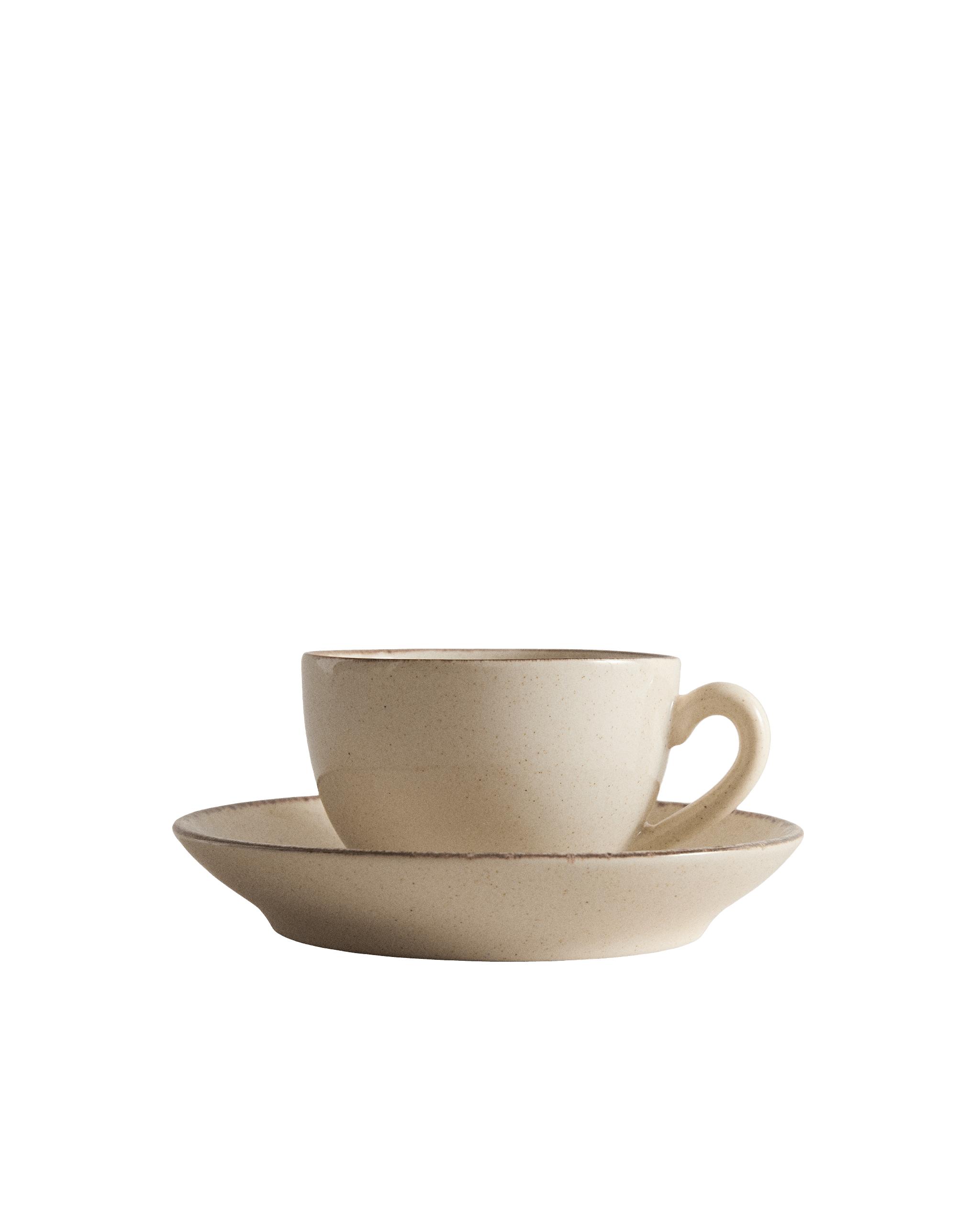 STONEWARE TEACUP AND SAUCER WITH ANTIQUE FINISH RIM product thumbnail 9
