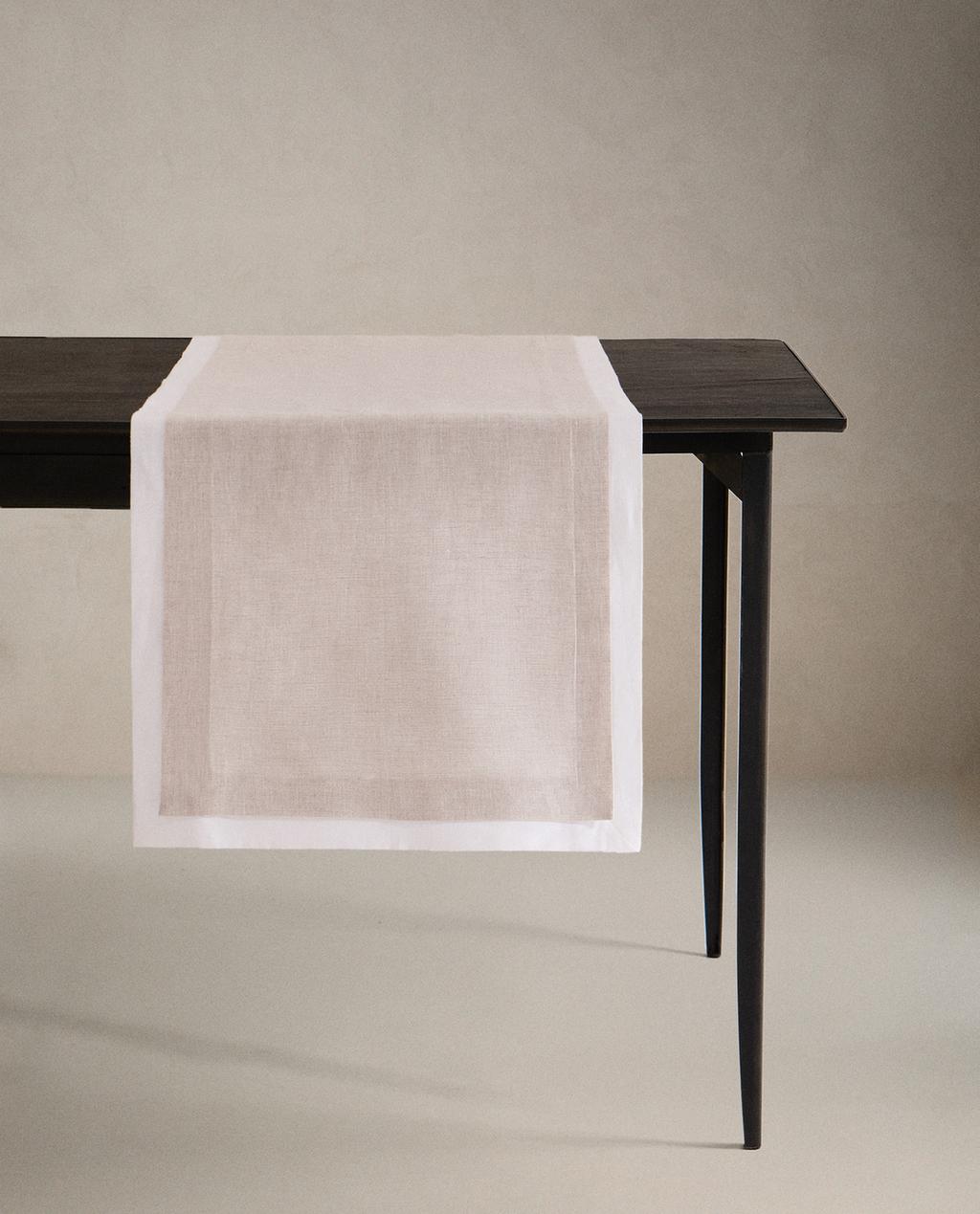 CAMINHO DE MESA DE LINHO DE CAMADA DUPLA CAMINHO DE MESA DE LINHO DE CAMADA DUPLA