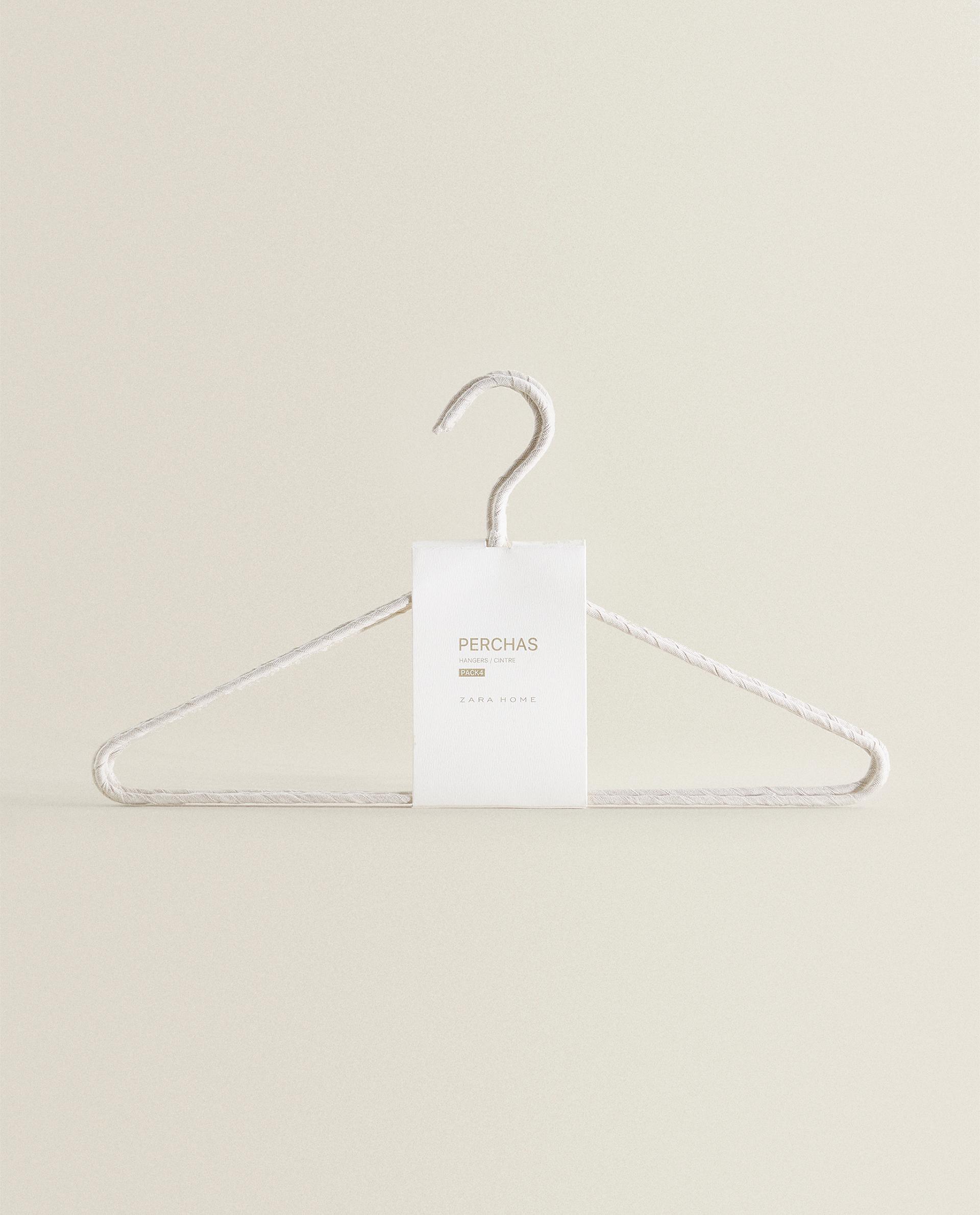 BEIGE COTTON AND LINEN HANGERS (PACK OF 4)