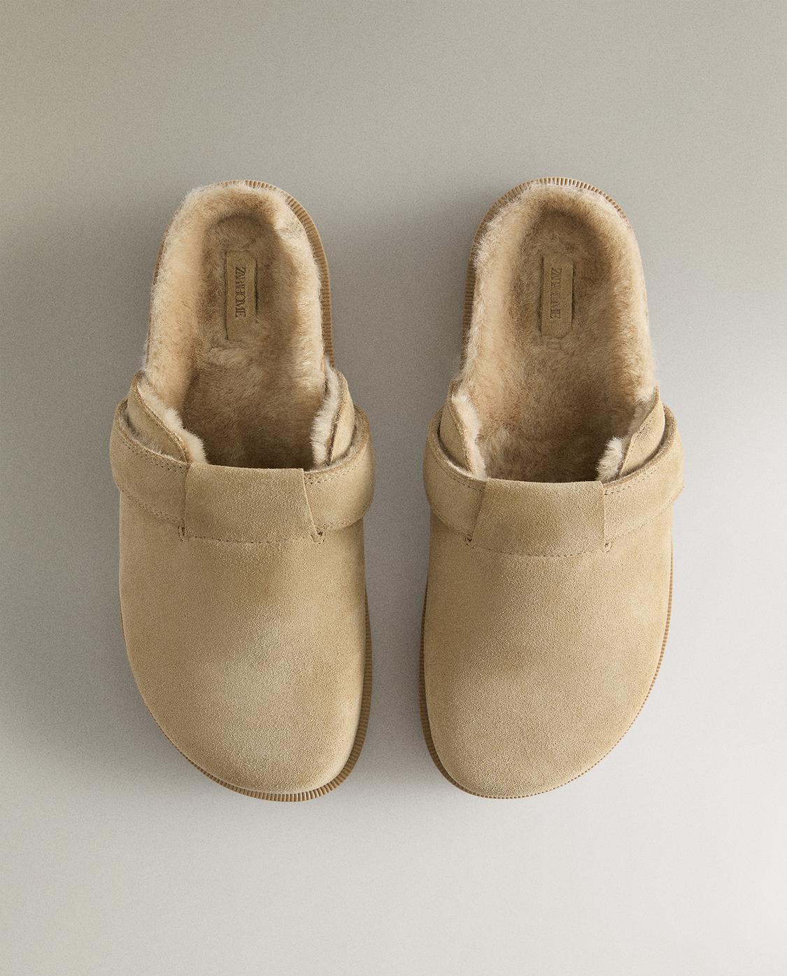 Zara Shoes Zara Shearling Mules WARM LEATHER MULES Zara Home