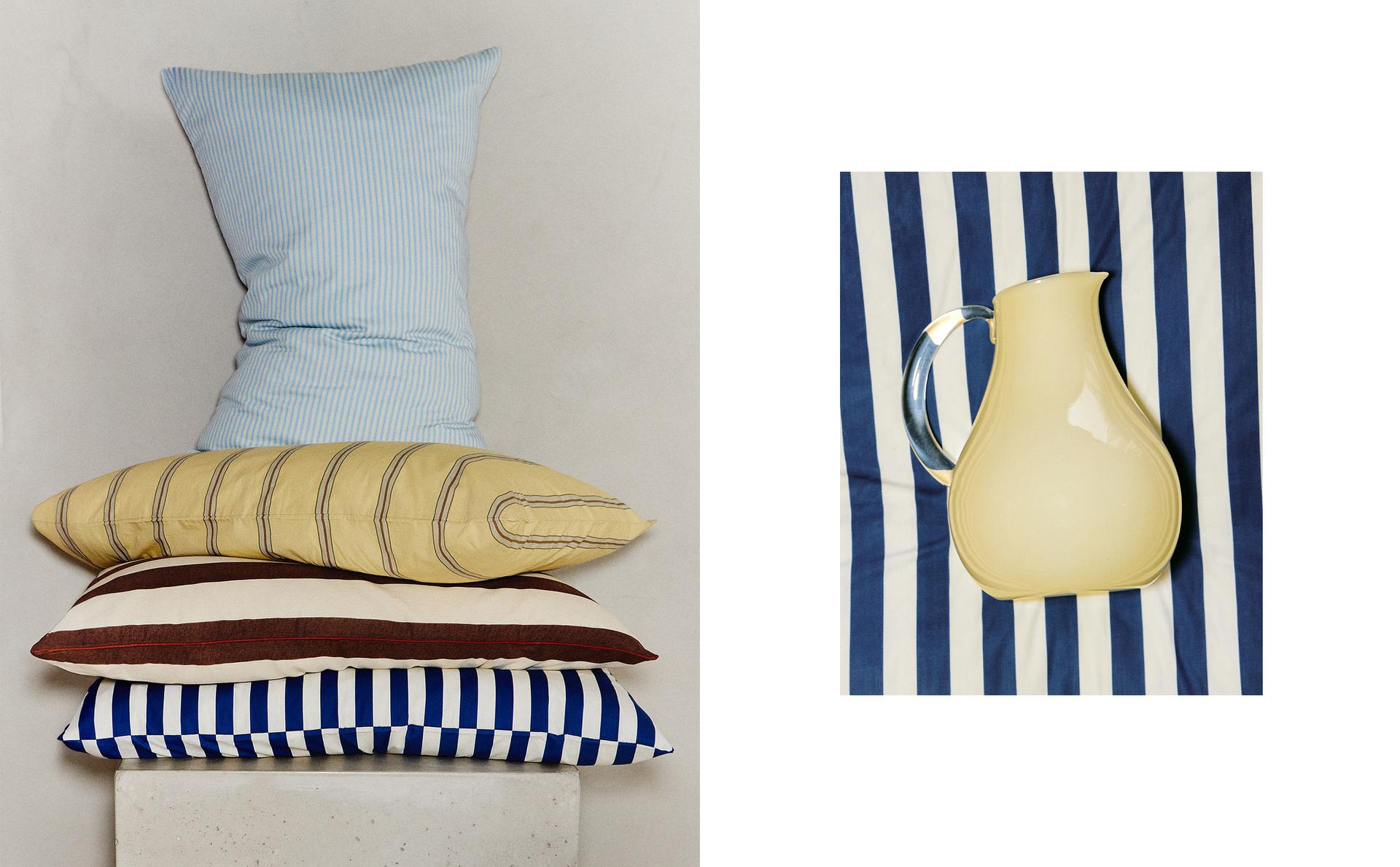 COUSSINS À RAYURES ET PICHET