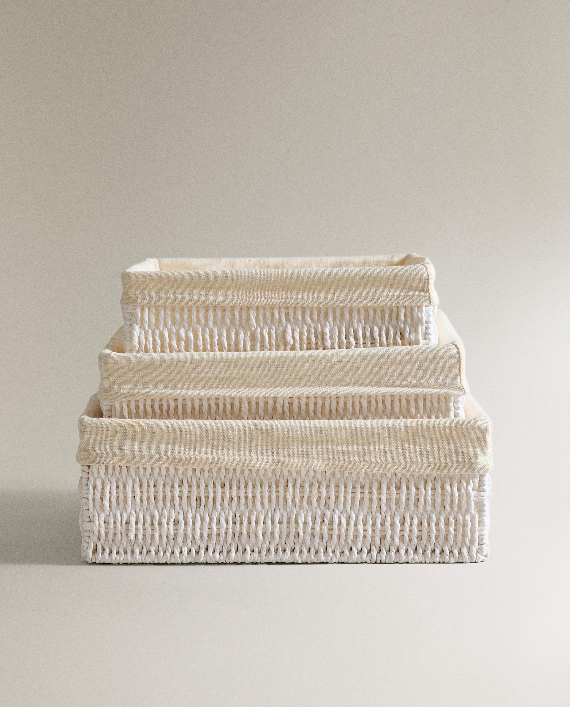 RECTANGULAR BASKET WITH COTTON LINING RECTANGULAR BASKET WITH COTTON LINING