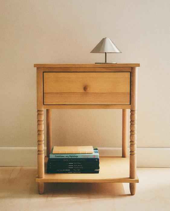 WOODEN BEDSIDE TABLE