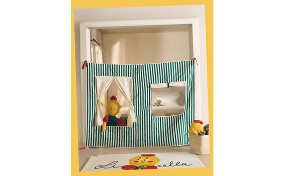 KIDS' X THE ANIMALS OBSERVATORY COTTON CURTAIN WITH WINDOWS