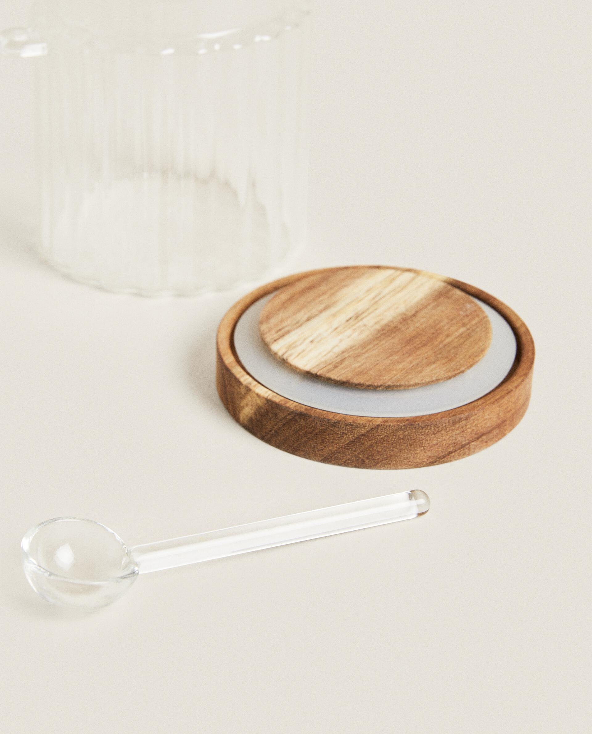 BOROSILICATE GLASS AND WOOD SUGAR BOWL product thumbnail 8