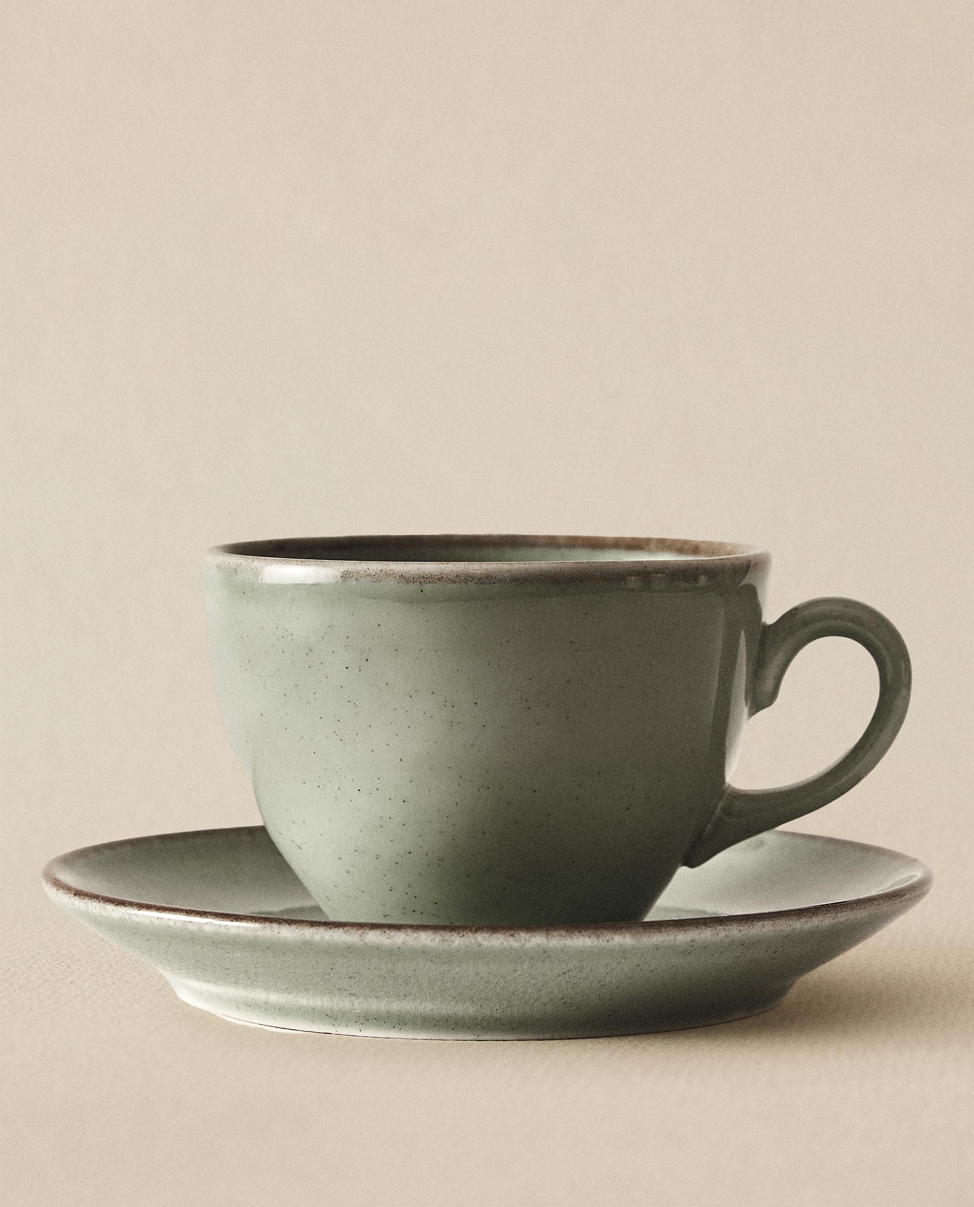 【chaaa】 ПОРЦЕЛЯНОВА ЧАЙНА ЧАШКА ІЗ ЗІСТАРЕНИМ ЕФЕКТОМ НА БОРТИКУ | Zara