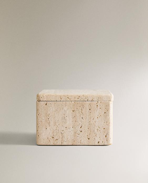 ÚLOŽNÝ BOX DO KOUPELNY Z BÉŽOVÉHO MRAMORU