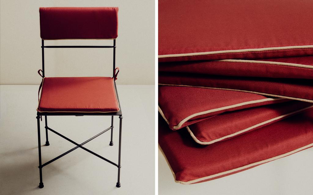 SEDIA IN FERRO BATTUTO E CUSCINI