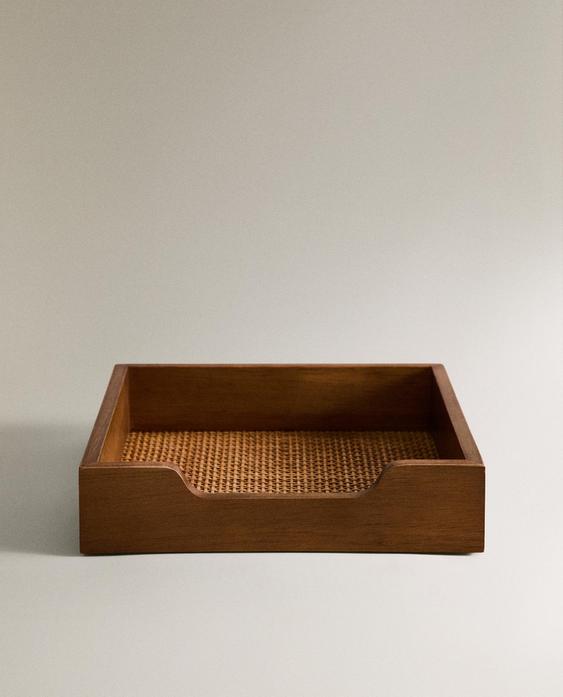 PORTE-SERVIETTES BOIS ET ROTIN