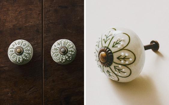 LOT DE BOUTONS MEUBLE CÉRAMIQUE FLEUR (LOT DE 2)