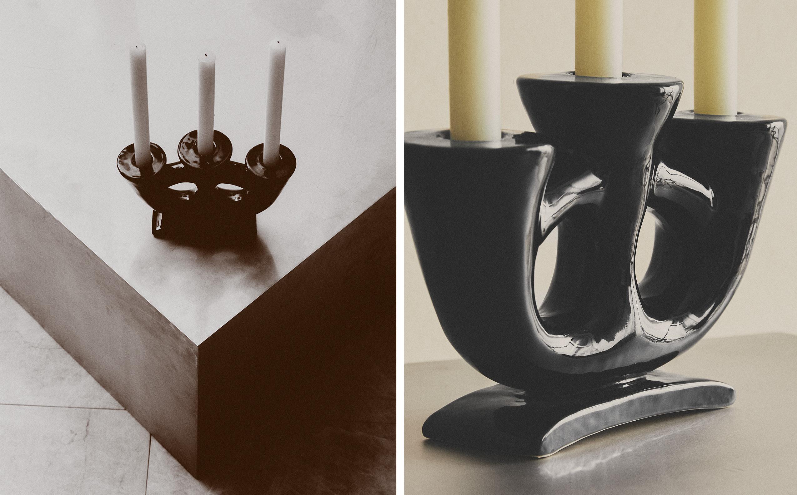 TRIPLE CERAMIC CANDELABRA X COLLAGERIE