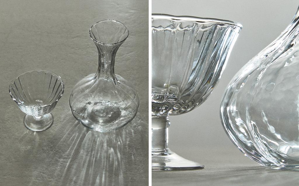 GLÄSERSET AUS GERIFFELTEM GLAS