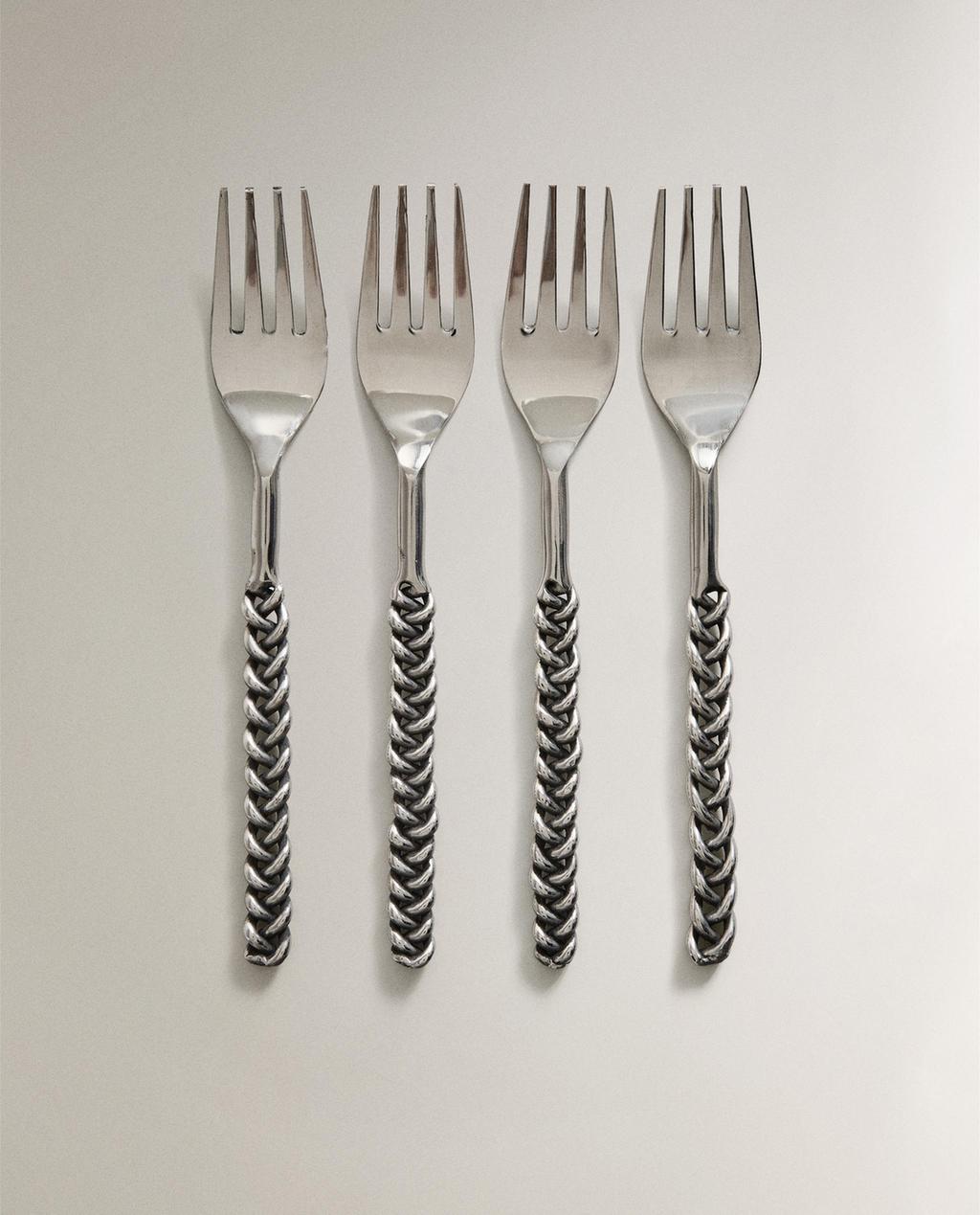 SET OF DESSERT FORKS WITH BRAIDED HANDLE (PACK OF 4)