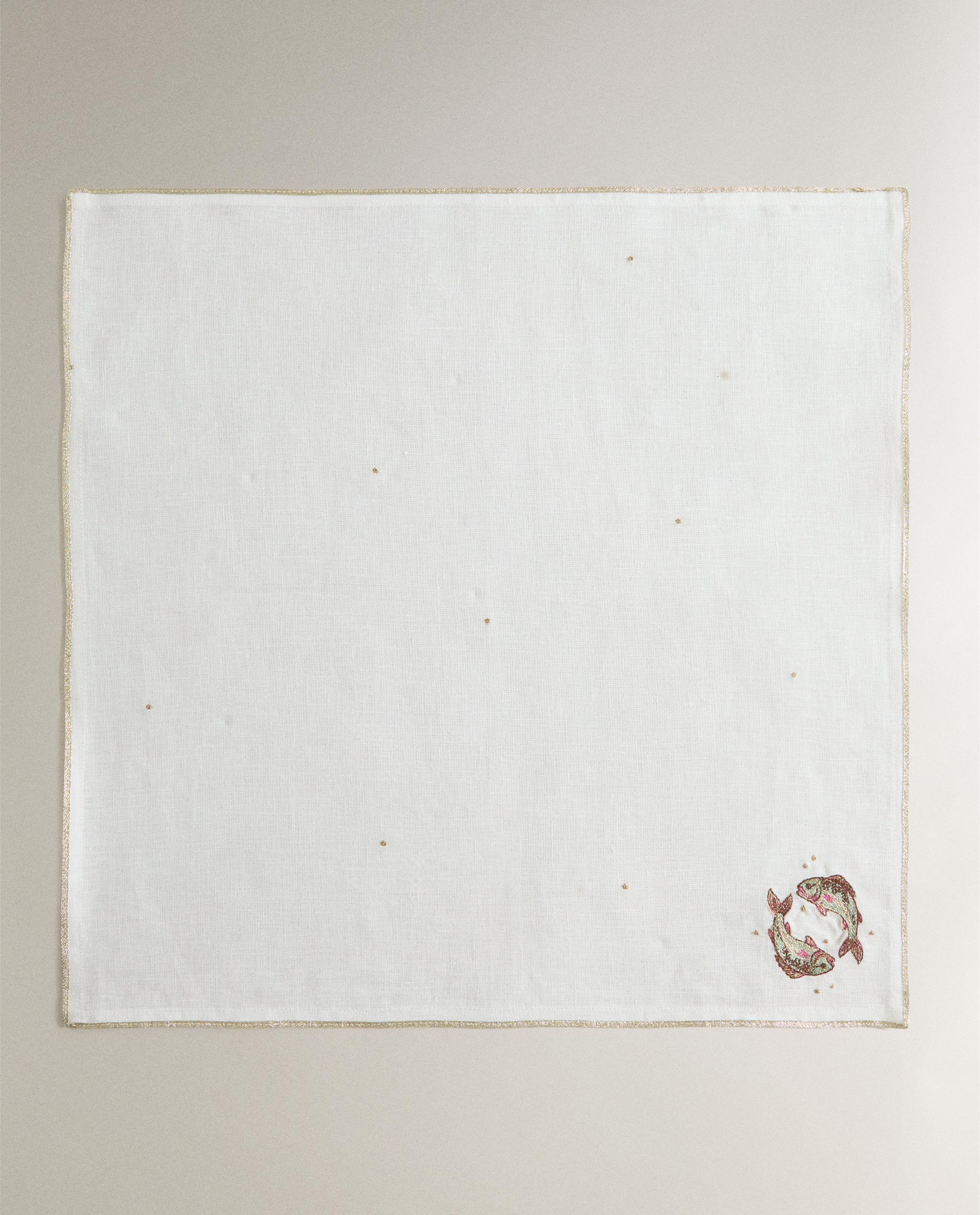 PISCES EMBROIDERED LINEN NAPKIN | MARISA BERENSON product thumbnail 3