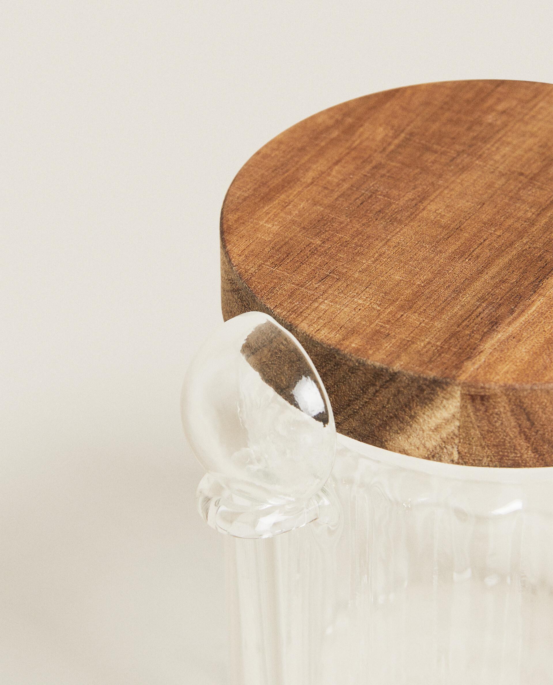 BOROSILICATE GLASS AND WOOD SUGAR BOWL product thumbnail 5