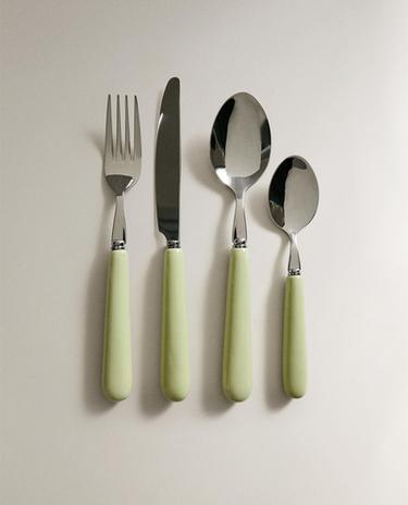 4-PIECE CERAMIC HANDLE FLATWARE SET