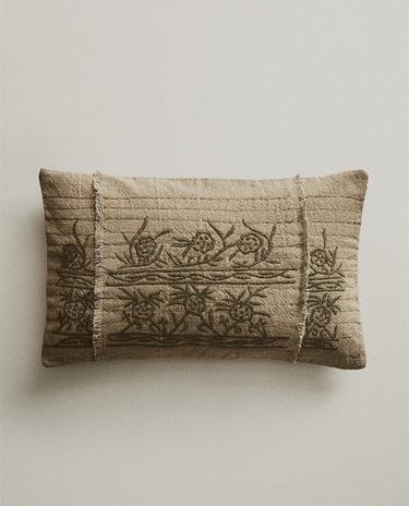 EMBROIDERED THROW PILLOW COVER