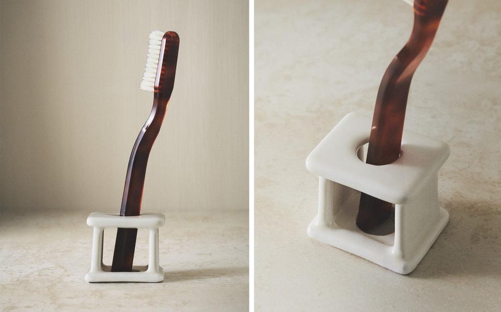 SUPORTE DE ESCOVA DE DENTE DE CERÂMICA BRANCA