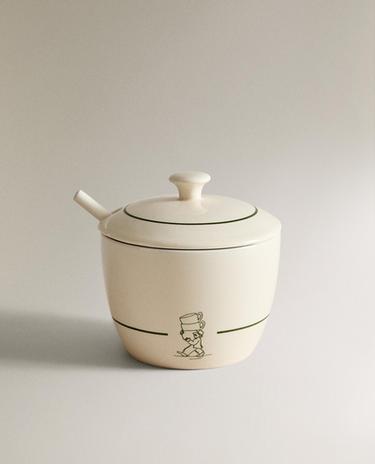 STONEWARE COFFEE SHOP SUGAR BOWL
