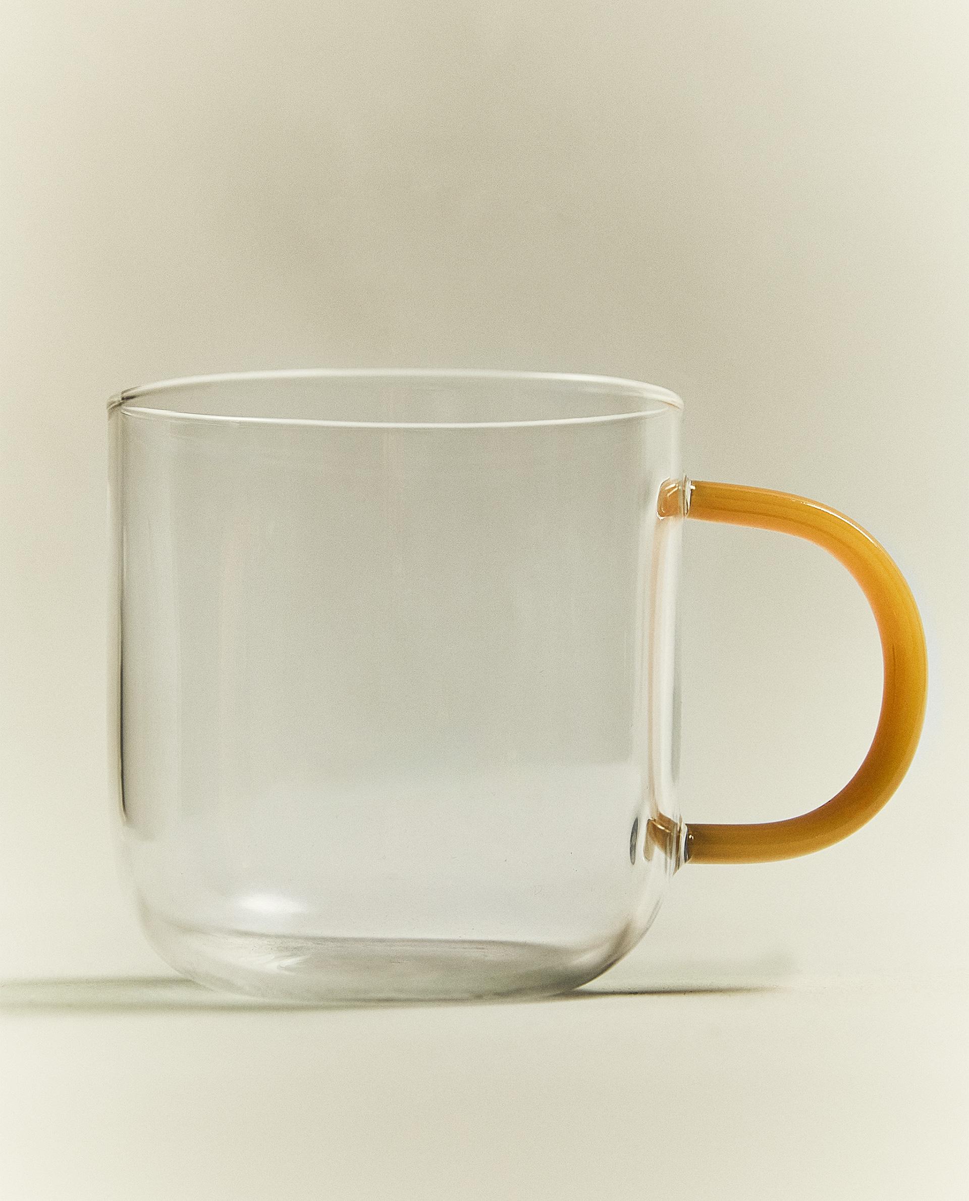 BOROSILICATE GLASS MUG WITH COLOURED HANDLE