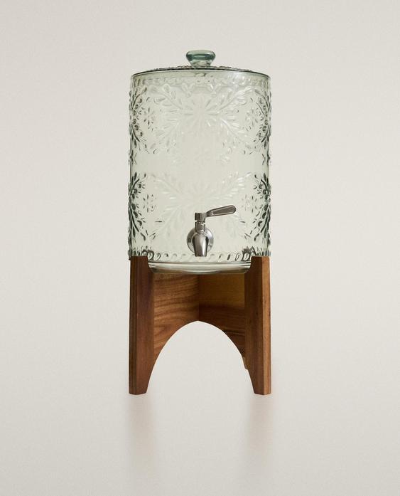 花卉圖案相思木支架飲品分配壼