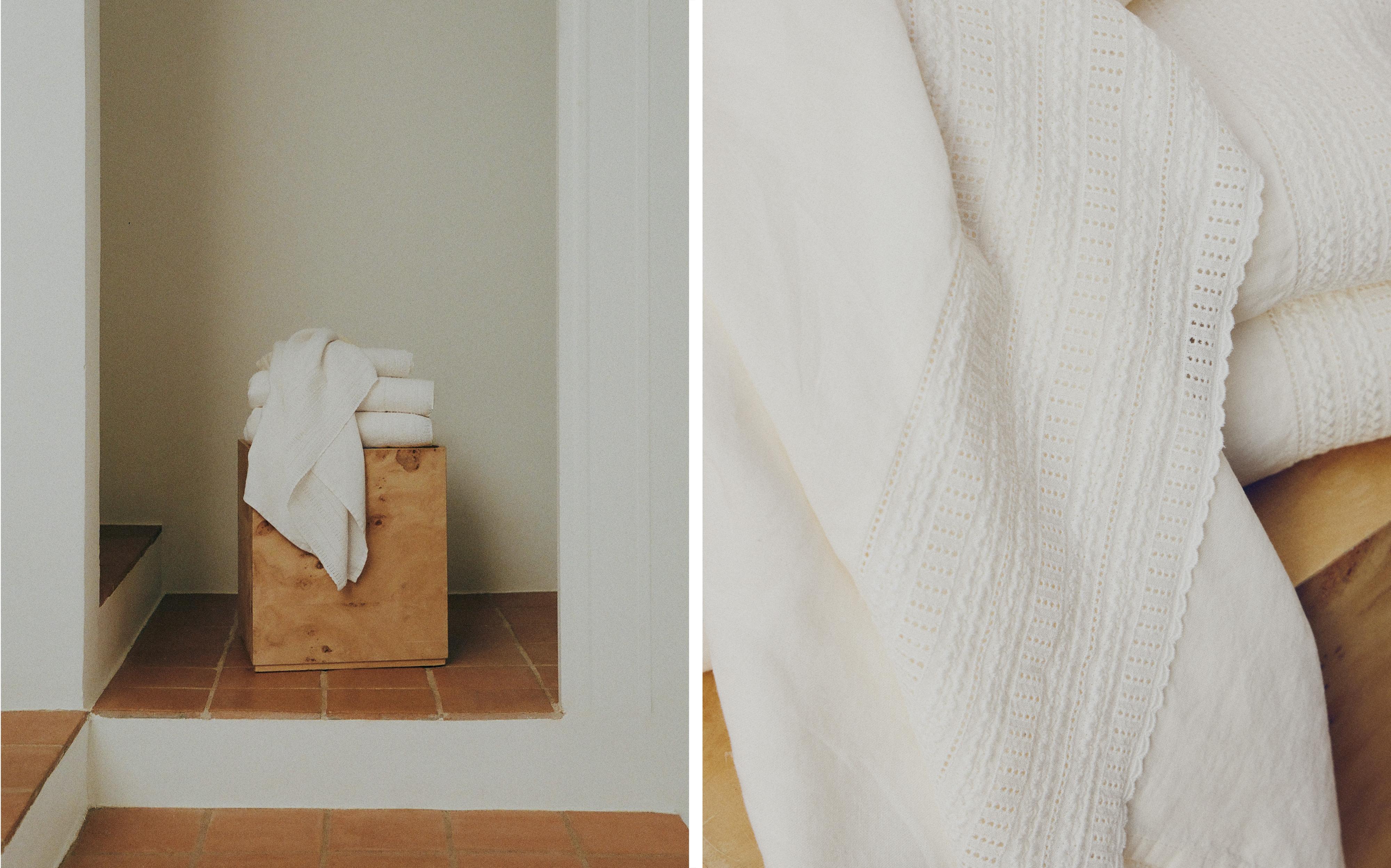 TOWEL WITH EMBROIDERED LINEN BORDER product thumbnail 10
