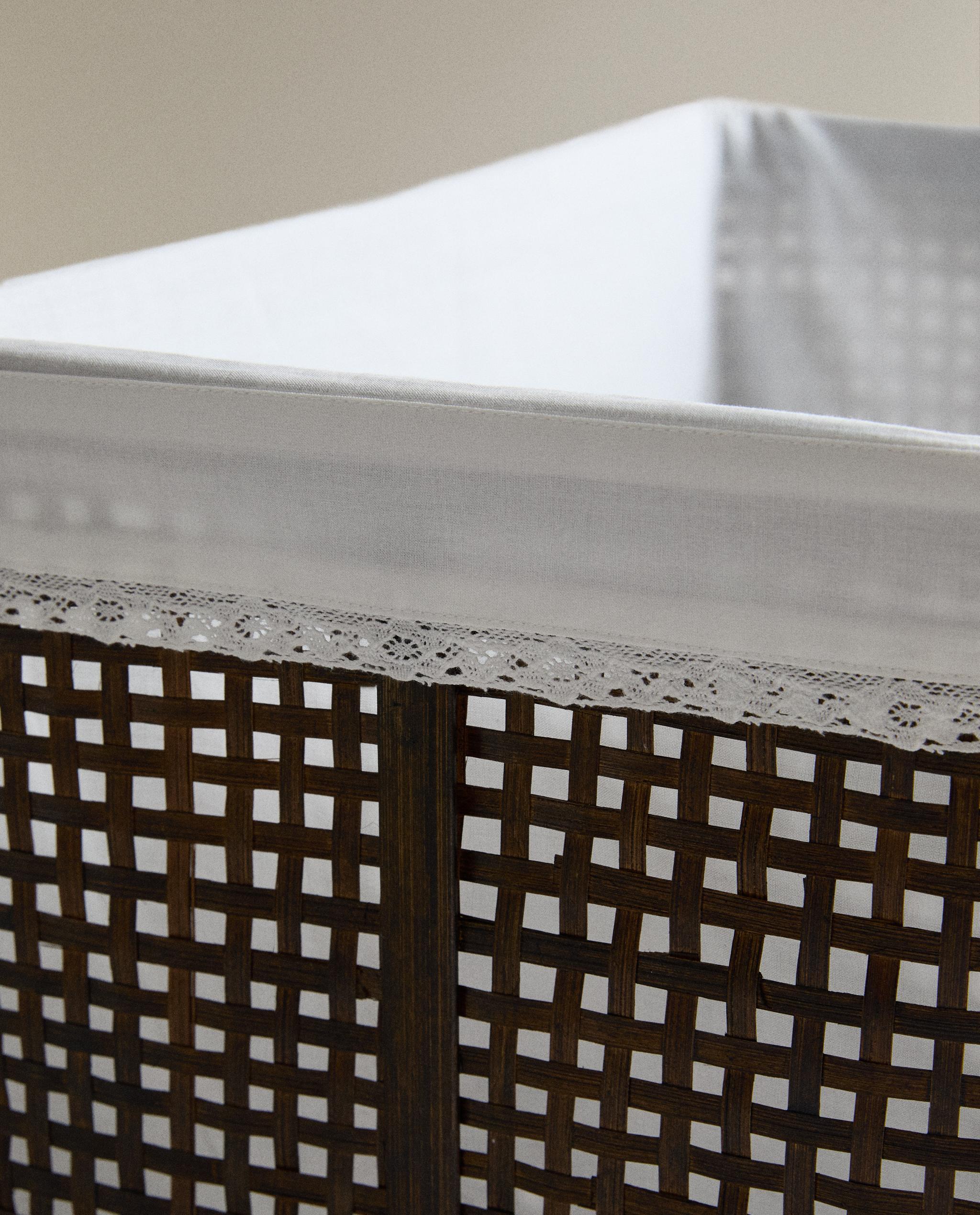 BAMBOO BASKET WITH LACE TRIM product thumbnail 4