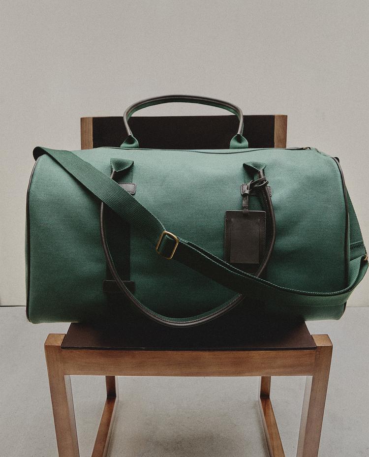 BORSONE DA VIAGGIO IN COTONE E PELLE