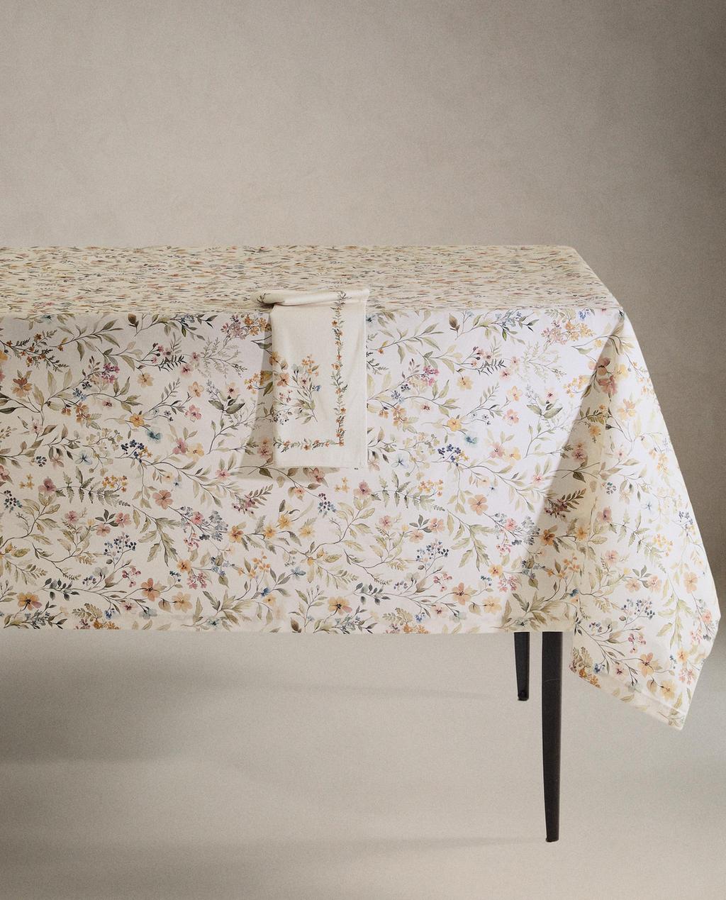 TOALHA MESA ALGODÃO RESINADO ESTAMPADO FLORES