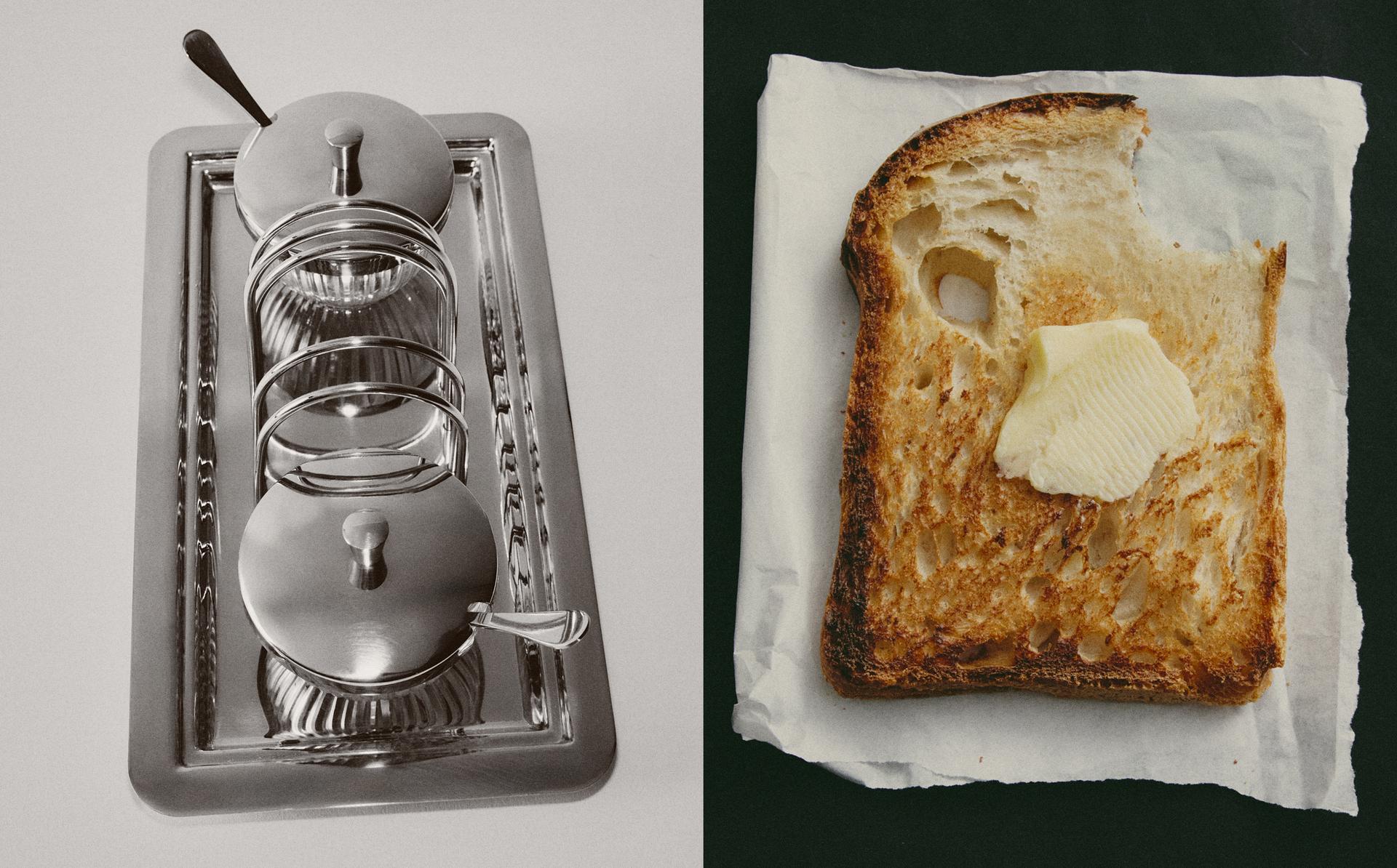 حامل خبز محمص وأوعية ستيل مقاوم للصدأ