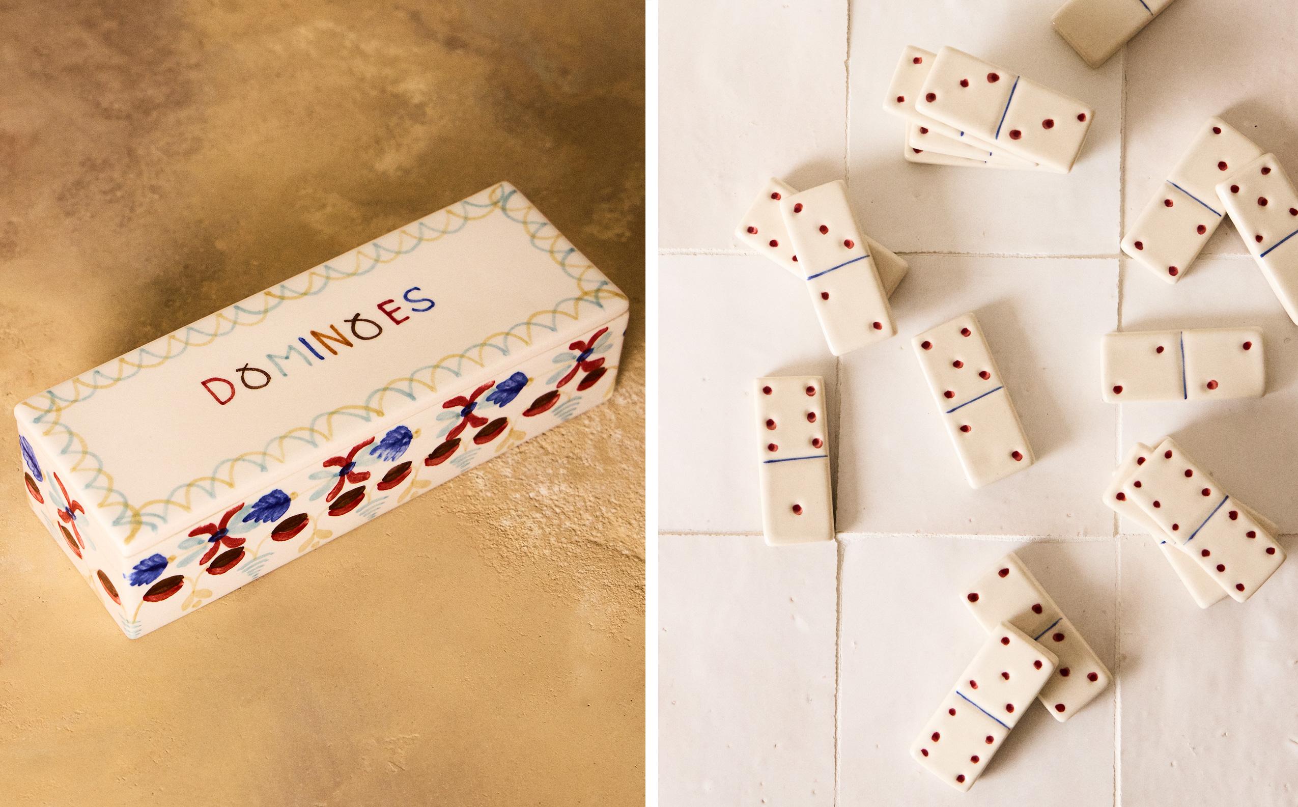 PAINTED CERAMIC DOMINO SET