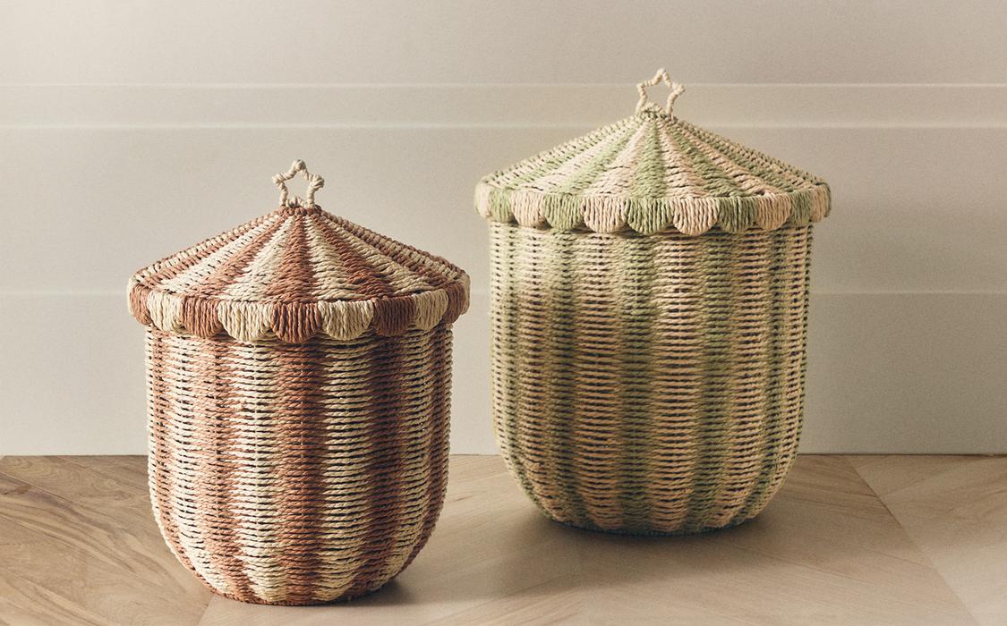 Storage Basket Fruit Lemon Flower Leaves Shelf