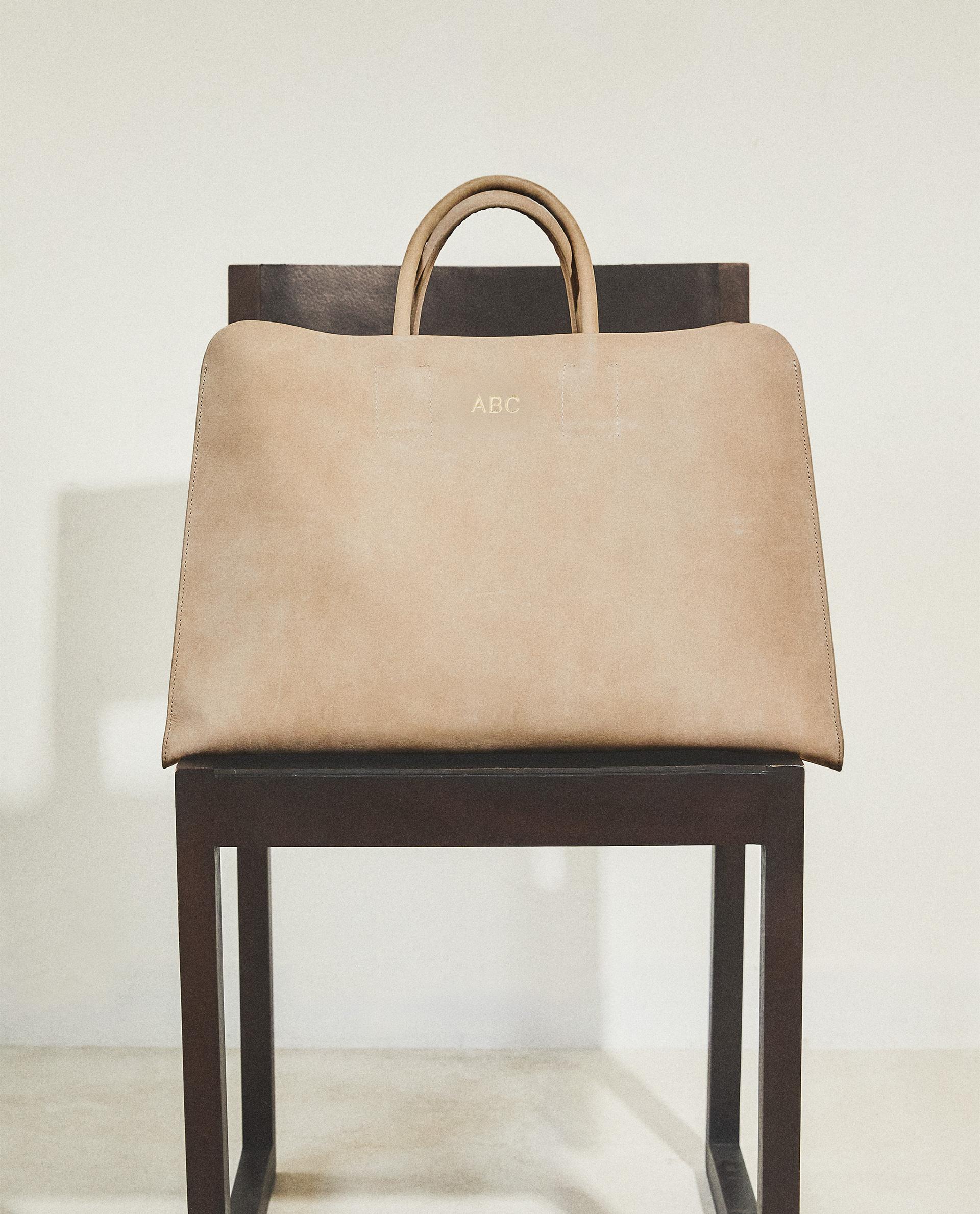 NUBUCK LEATHER TOTE BAG Zara Home UAE DUBAI/SHARJAH/AJMAN/UAQ