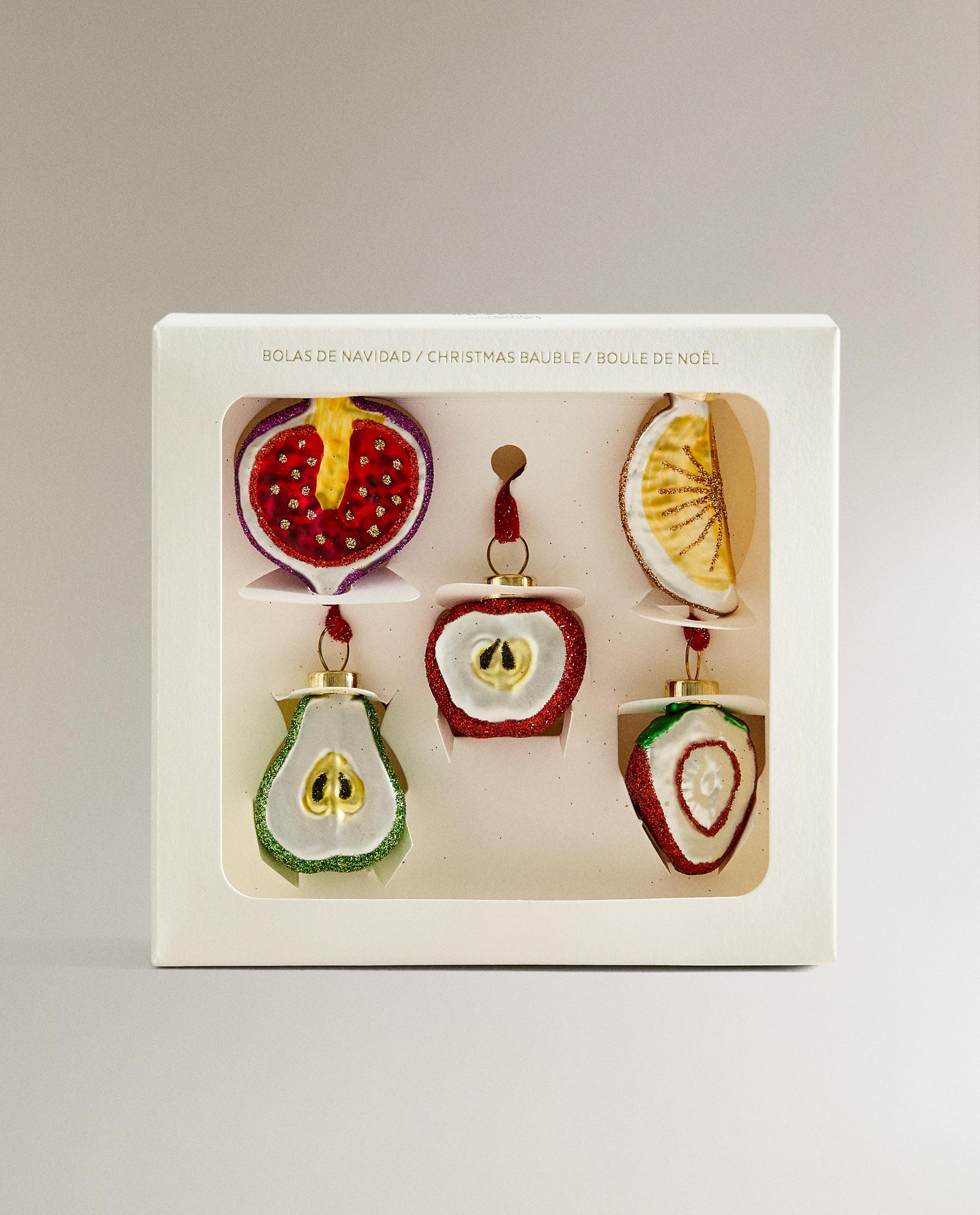 SET OF GLASS FRUIT TREE DECORATIONS (SET OF 5)