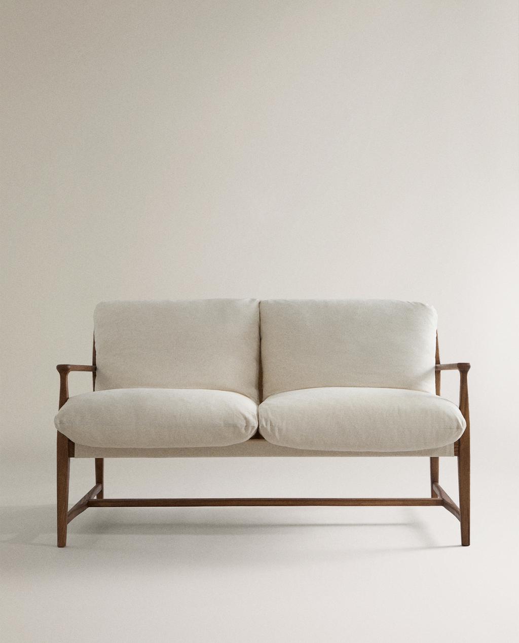 WOODEN COUCH AND CUSHION WITH REMOVABLE COVER