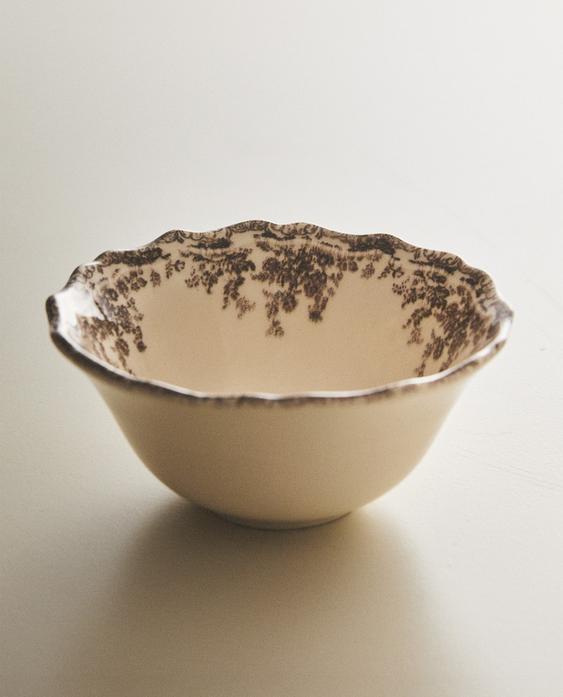 FLORAL EARTHENWARE SNACK BOWL