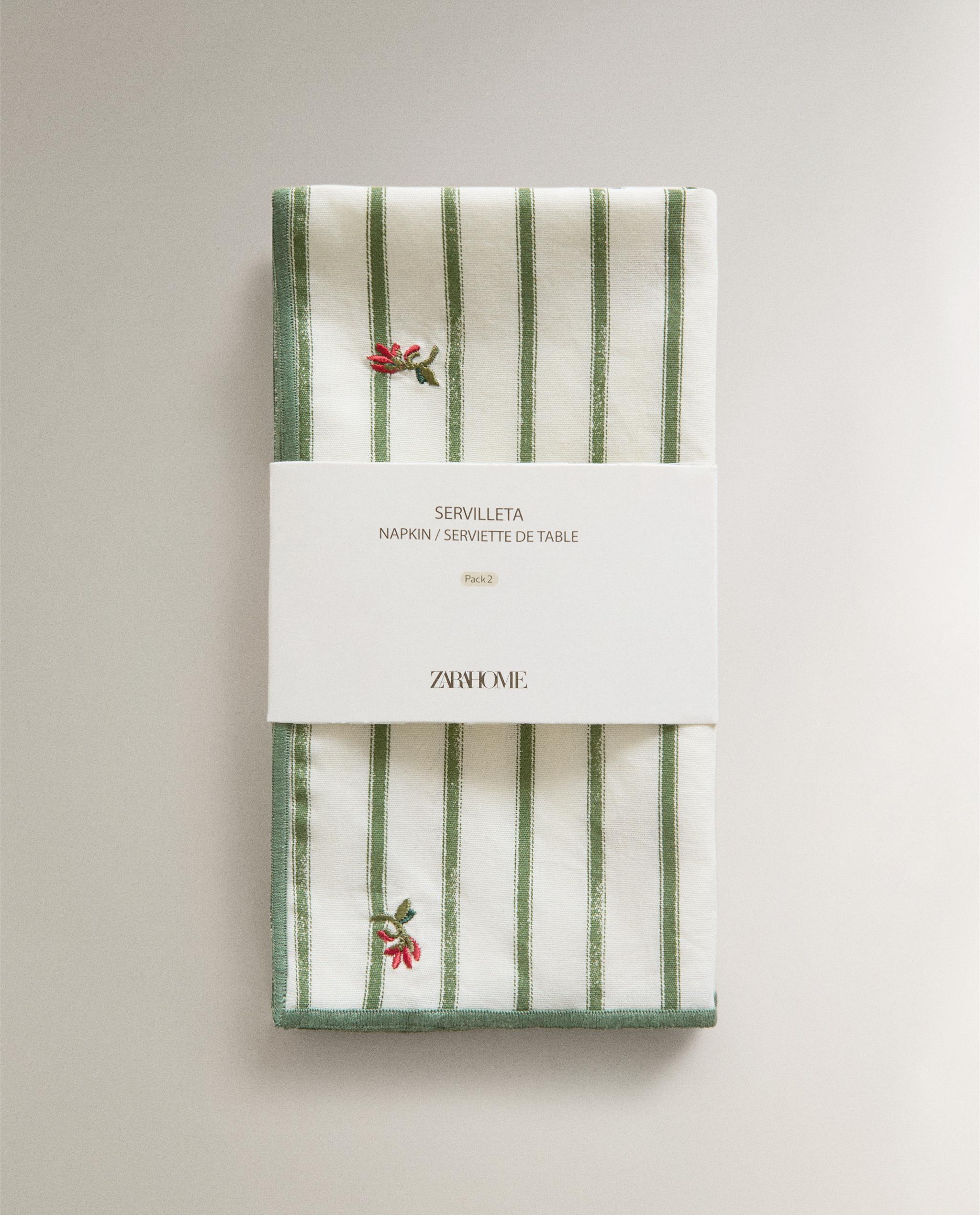 PACK OF STRIPED NAPKINS WITH FLORAL EMBROIDERY (PACK OF 2) product thumbnail 15