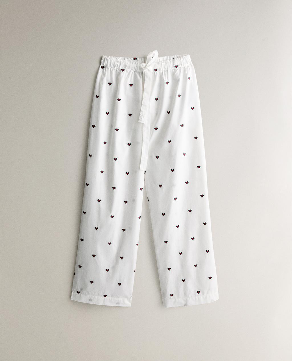 COTTON CHRISTMAS PYJAMA BOTTOMS WITH HEARTS