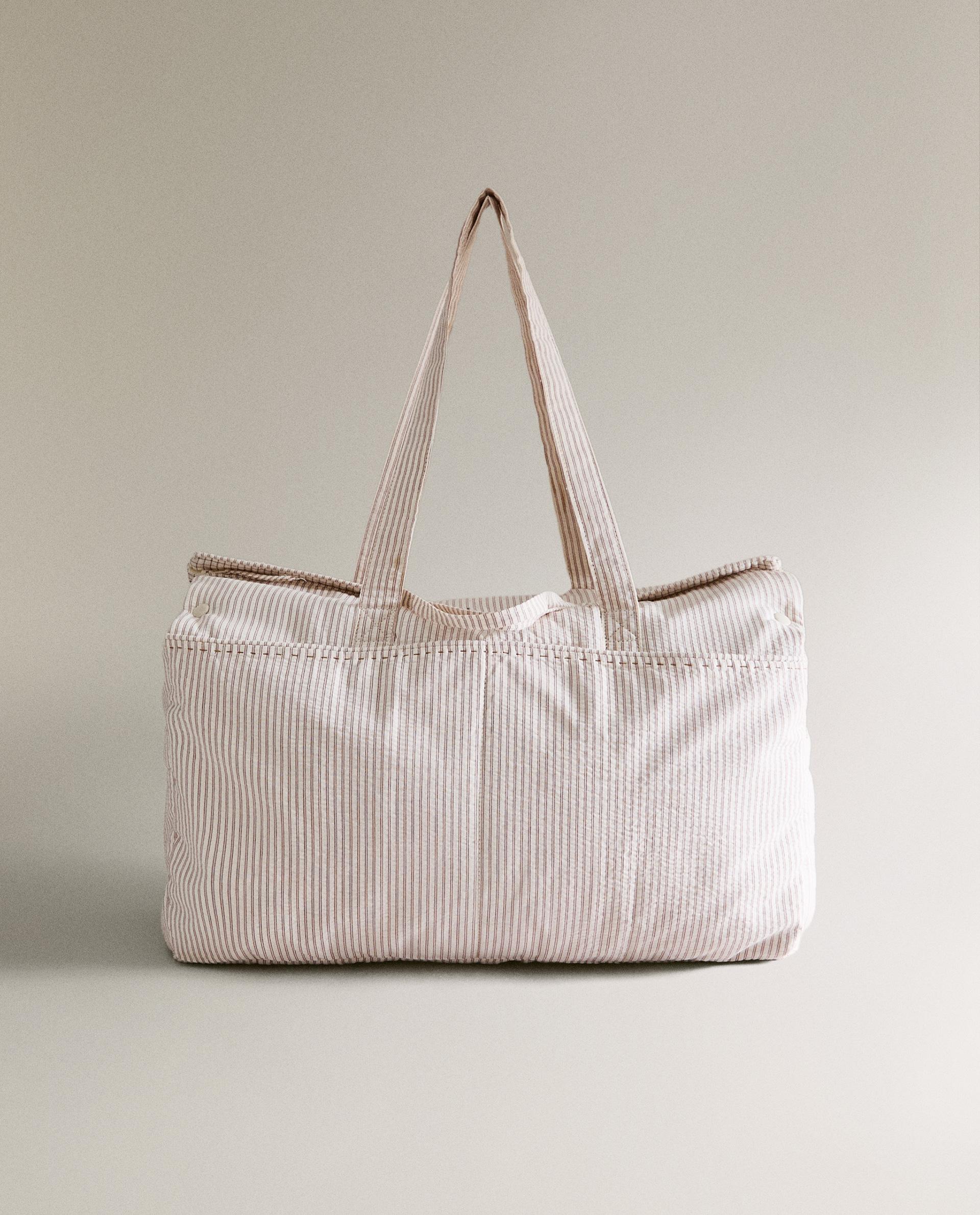 STRIPED COTTON MATERNITY BAG