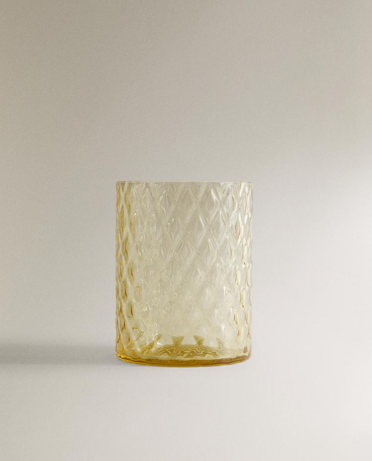 RAISED DESIGN GLASS TUMBLER