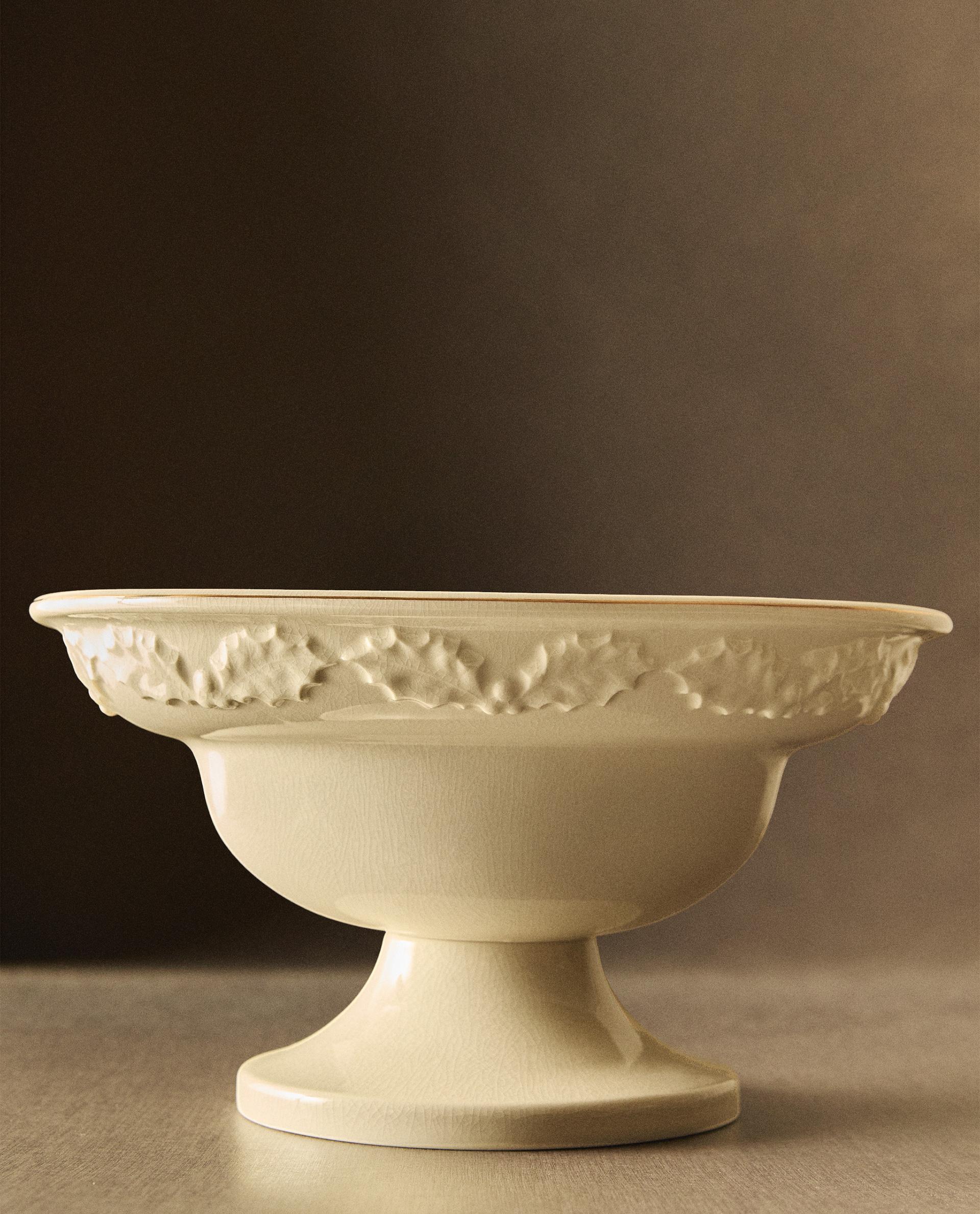 CORBEILLE À FRUITS PORCELAINE FILET DORÉ